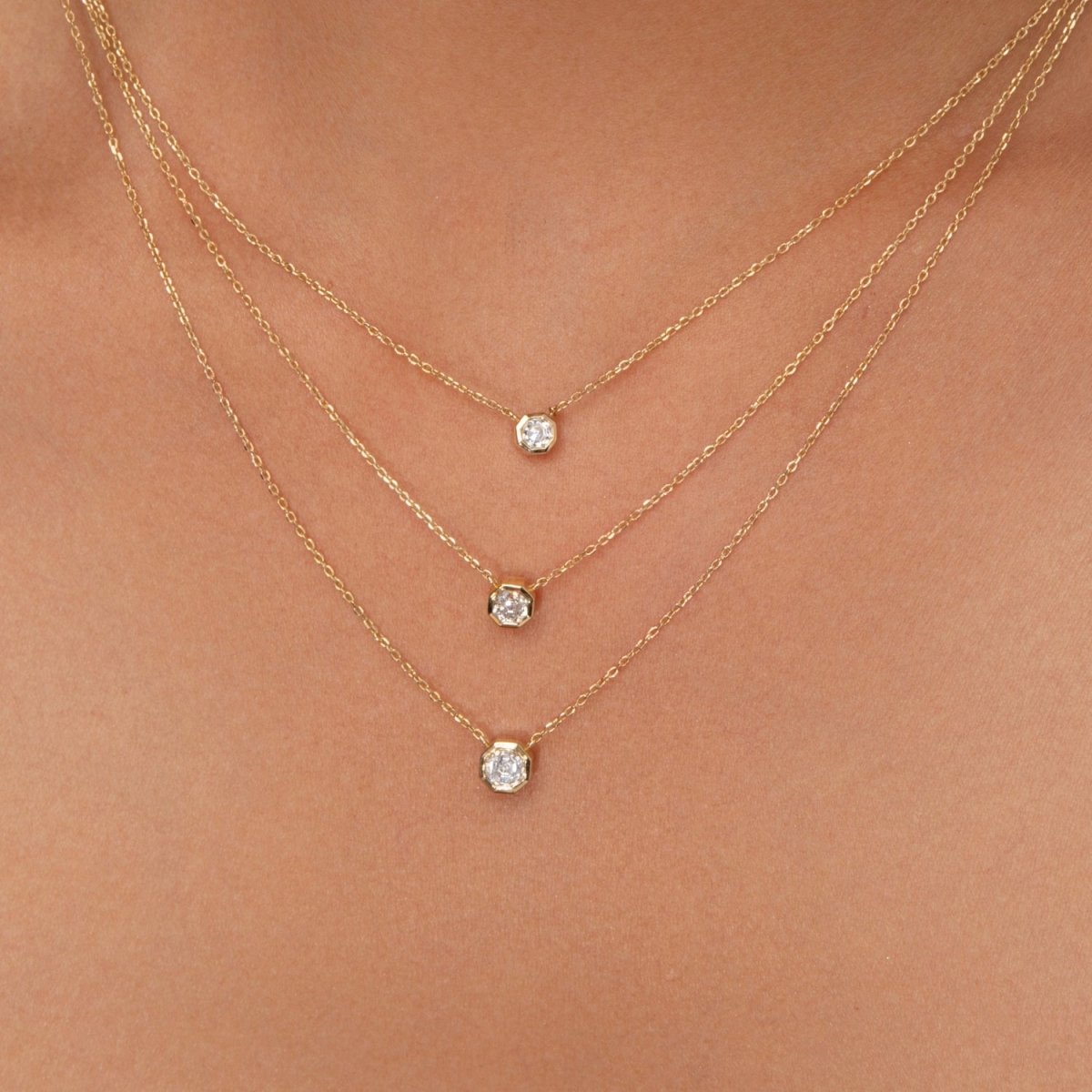 Octagon Cut Diamond Solitaire Necklace - Narcissus