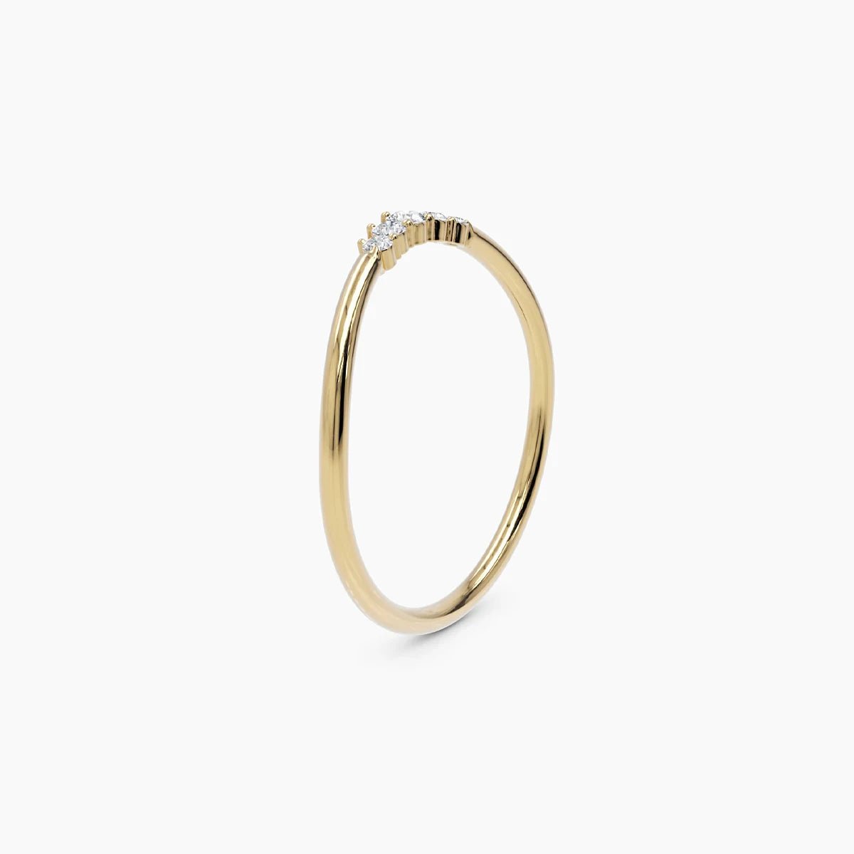 Curved Diamond Wedding Band in Yellow Gold - Narcissus