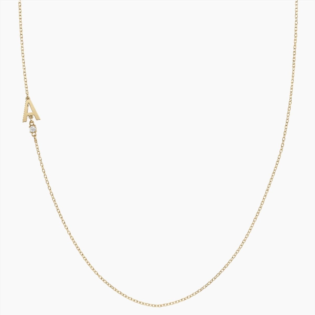 Sideways Initial Necklace with Diamond - Narcissus