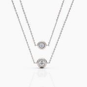 Two-Sided Diamond Bezel Solitaire Necklace - White Gold