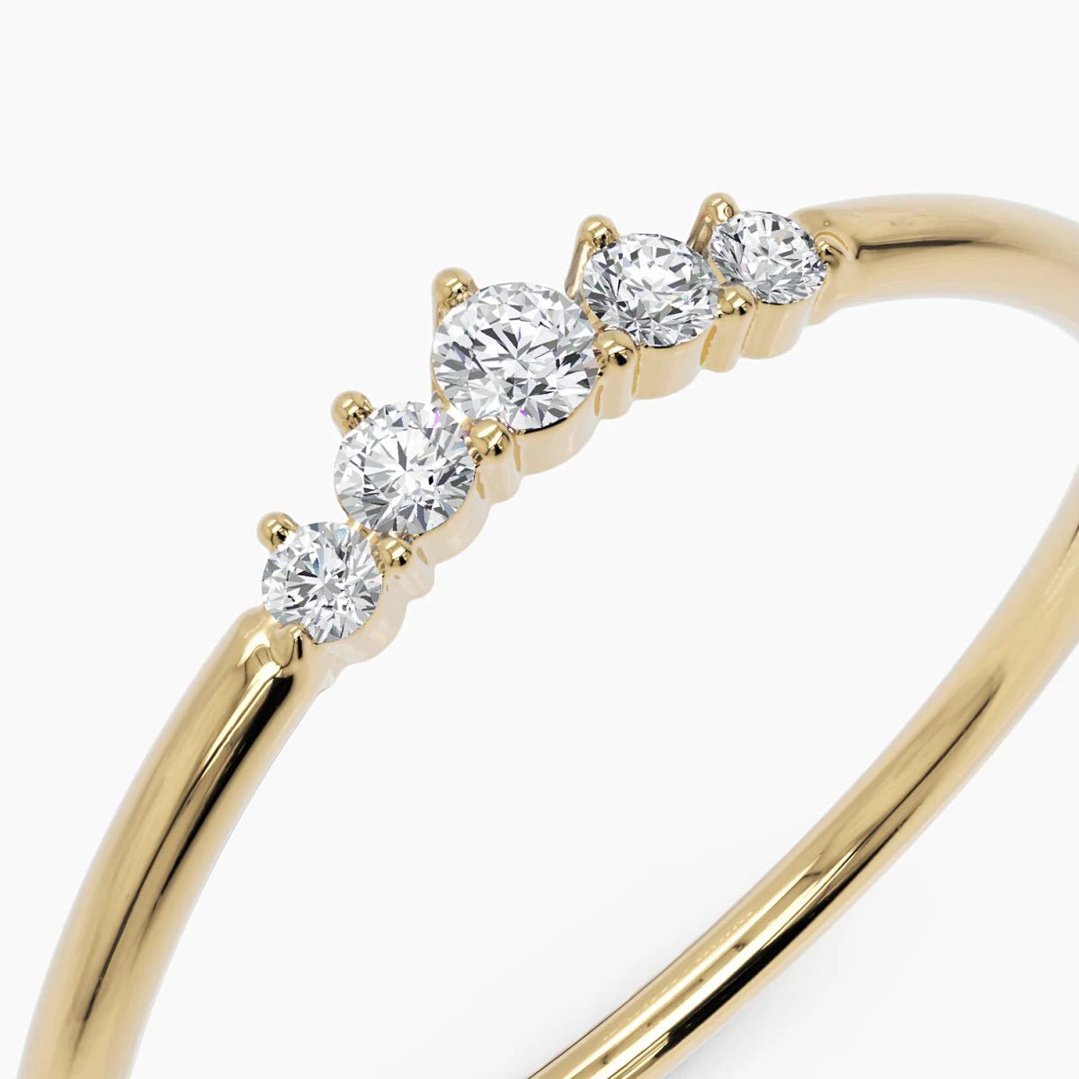 Curved Diamond Wedding Band in Yellow Gold - Narcissus