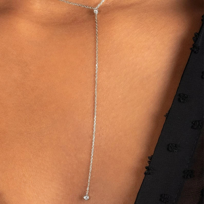 Nema Diamond Lariat Y Necklace - Sterling Silver