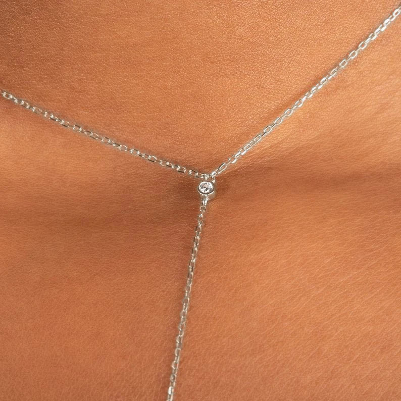 Nema Diamond Lariat Y Necklace - Sterling Silver