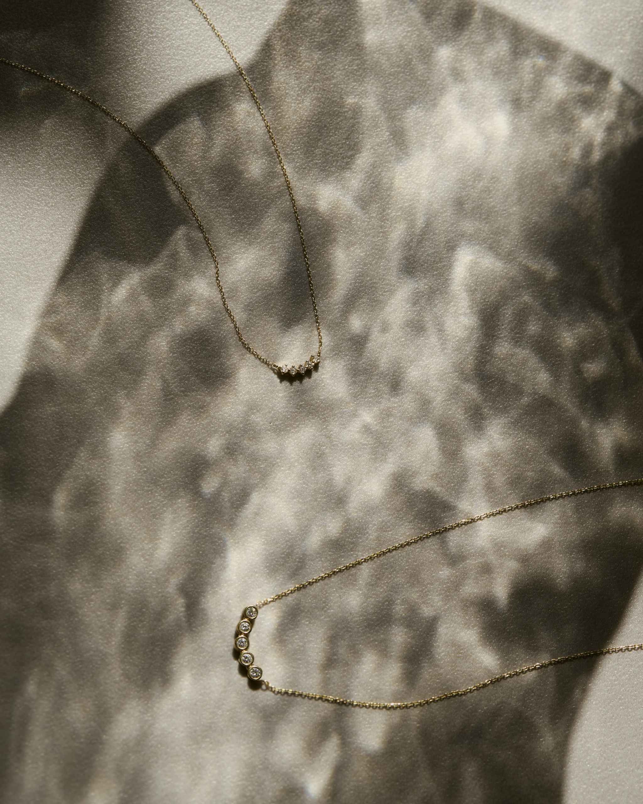 Diamond Bezel Arc Necklace - Rose Gold