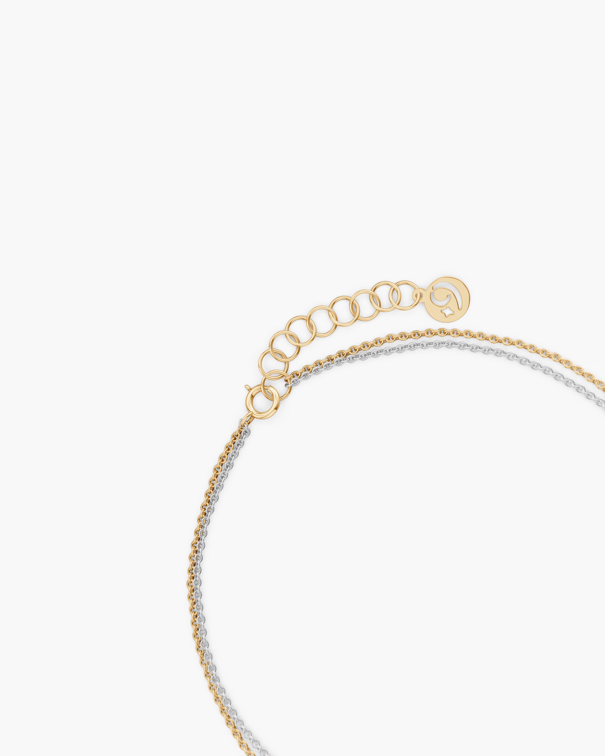 Yellow gold and white gold double chain bracelet with single clasp