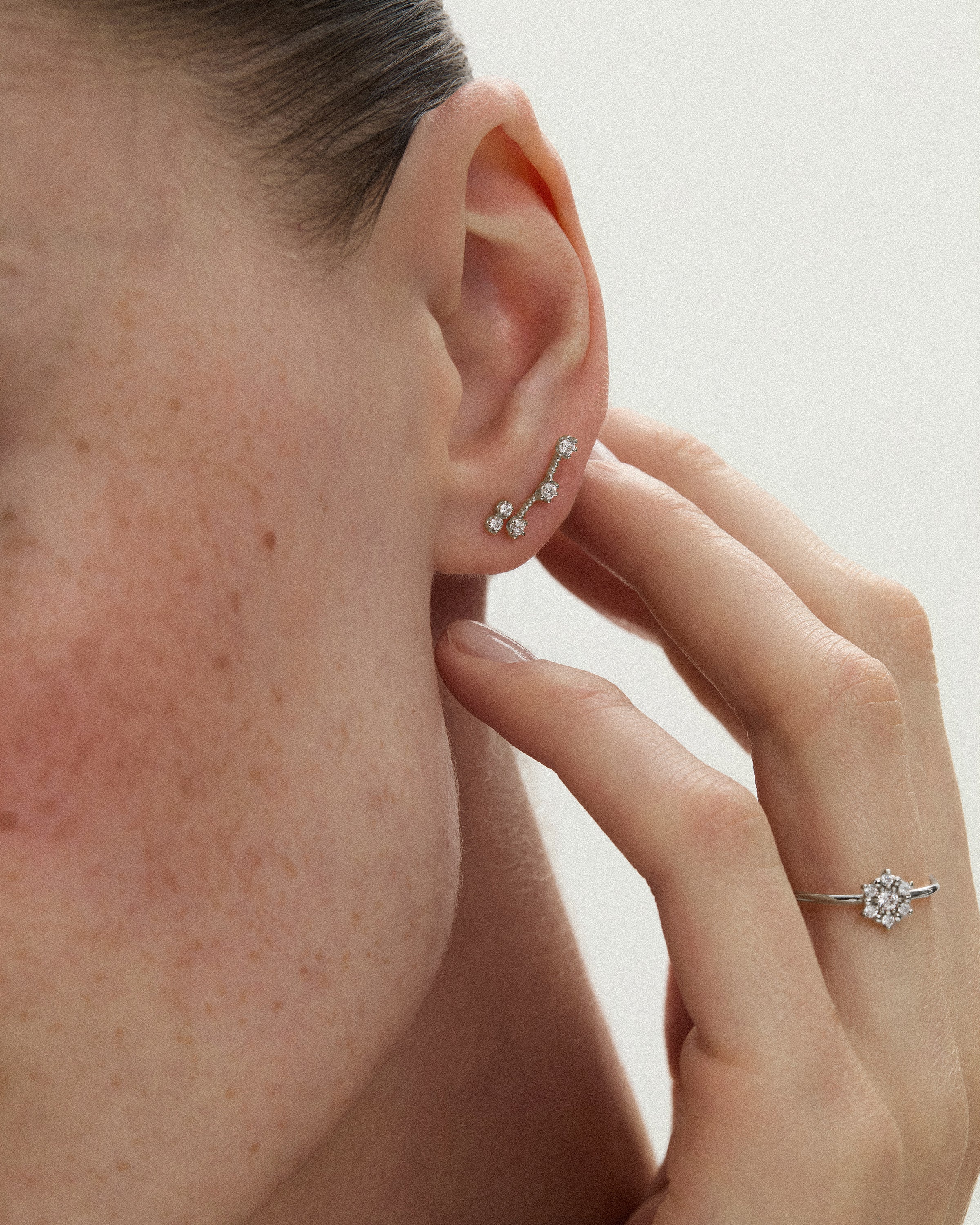 Celestial Diamond Climber Earrings, White Gold