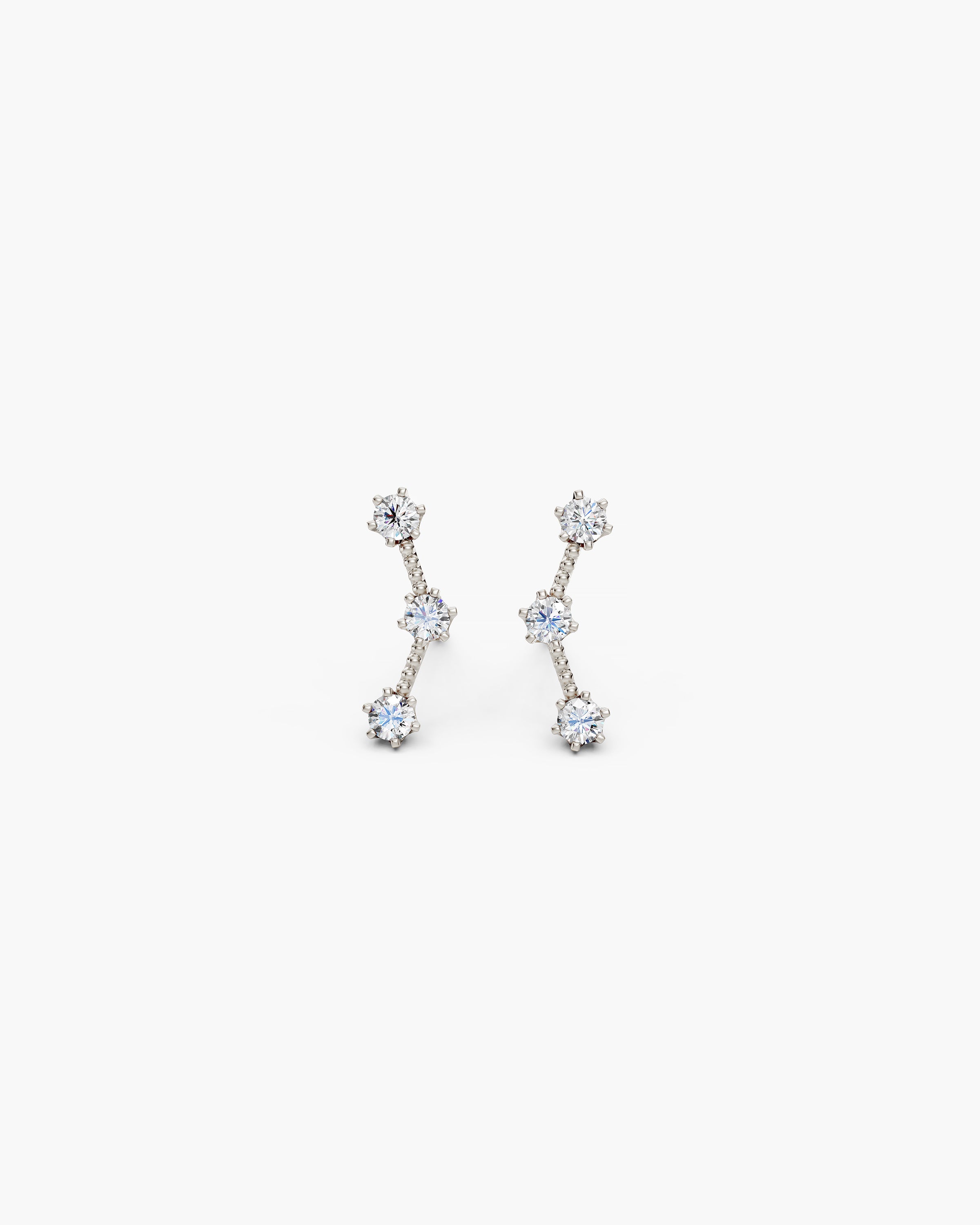 Celestial Diamond Climber Earrings, White Gold