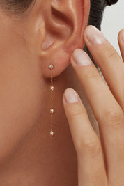 Diamond Drop Station Earrings - White Gold