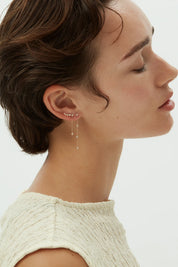 Diamond Drop Station Earrings - White Gold