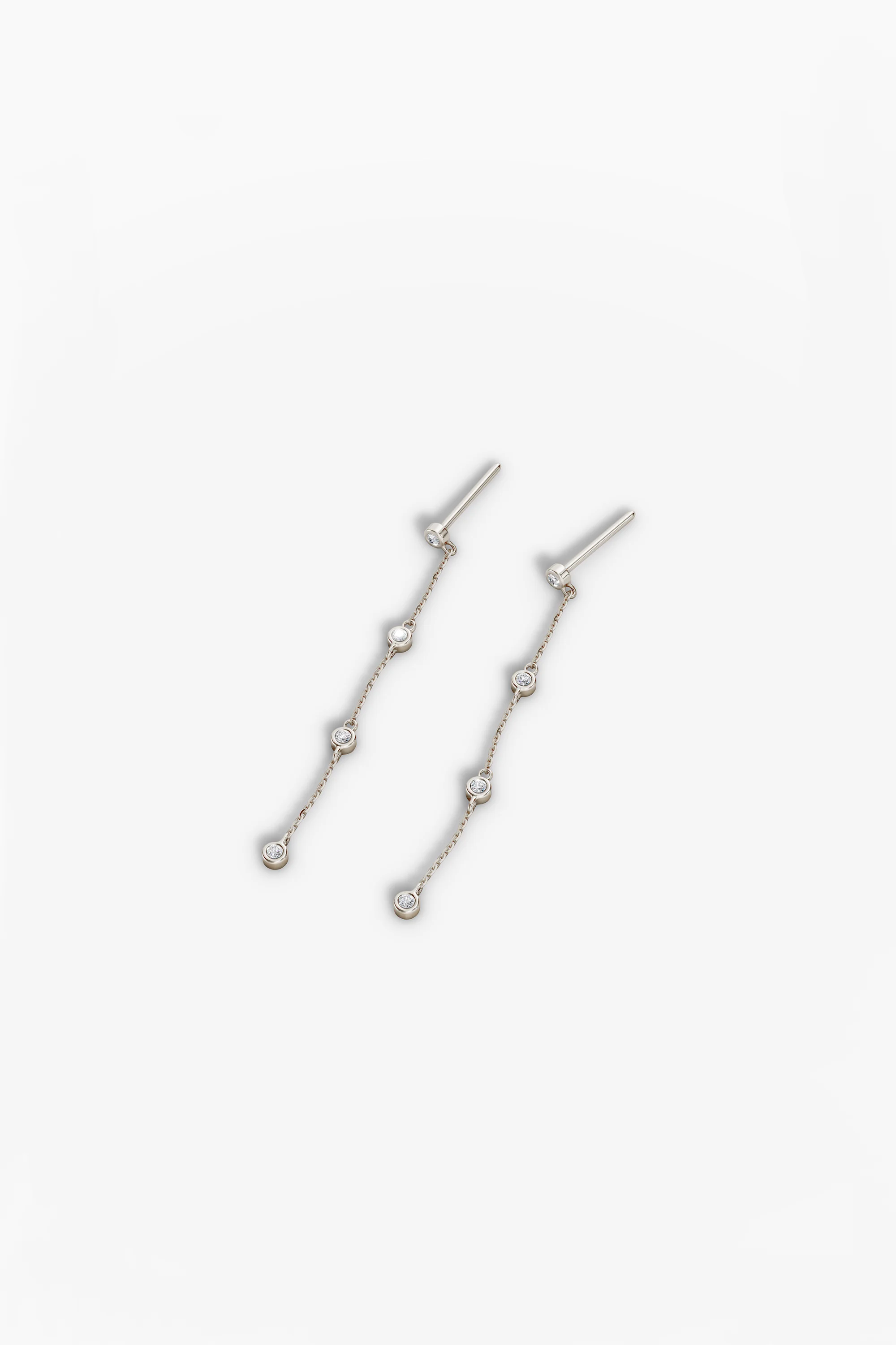 Diamond Drop Station Earrings - White Gold