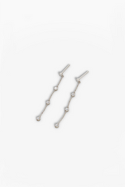 Diamond Drop Station Earrings - White Gold
