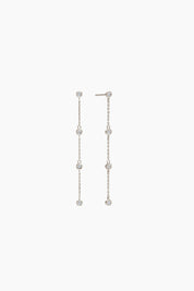 Diamond Drop Station Earrings - White Gold