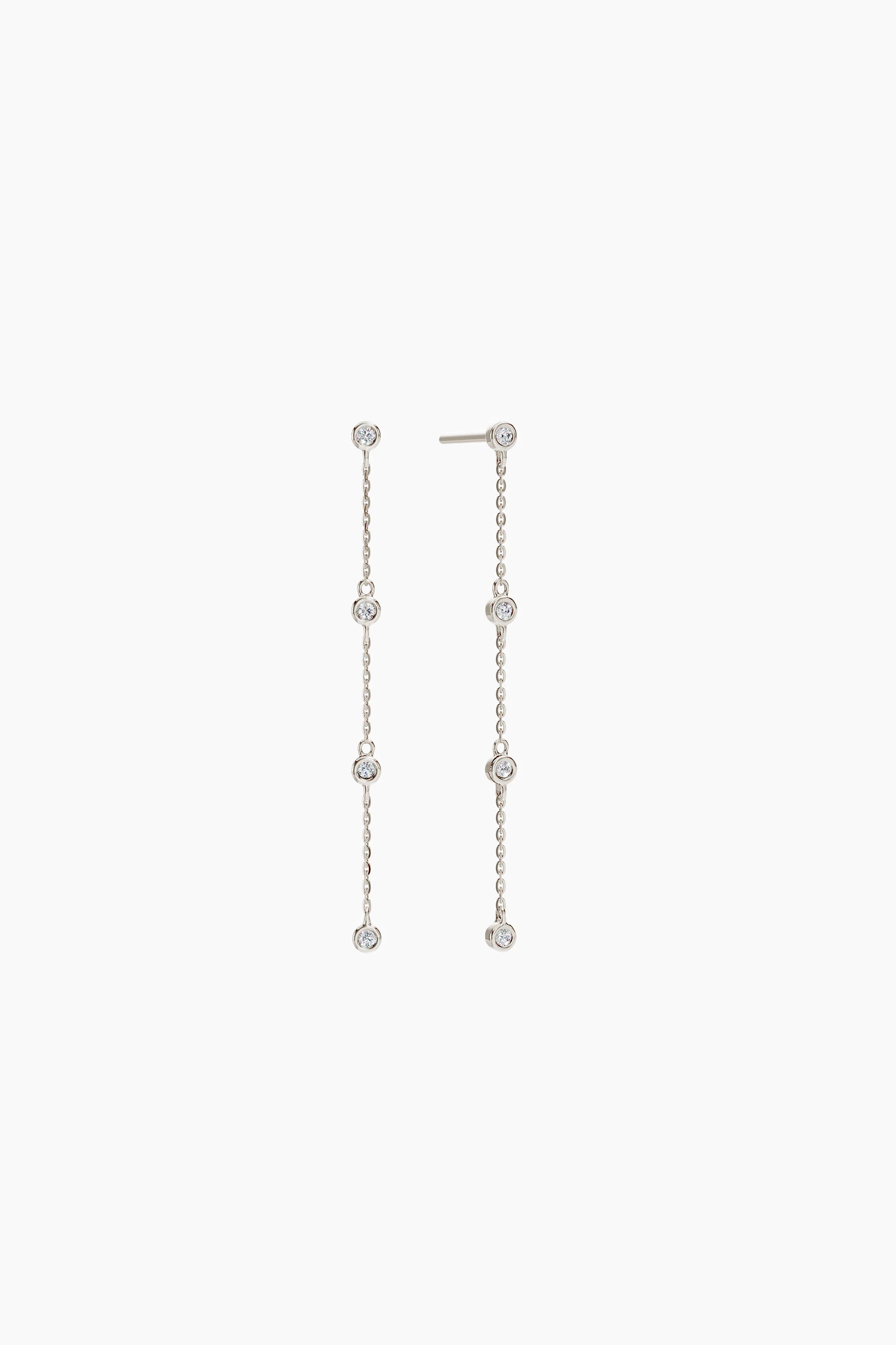 Diamond Drop Station Earrings - White Gold