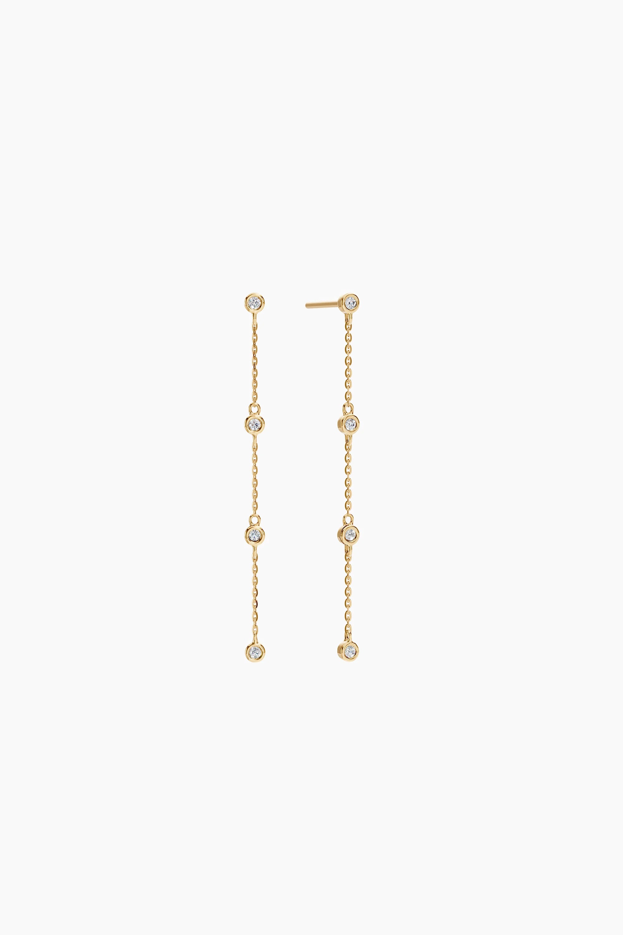 Diamond Drop Station Earrings - White Gold