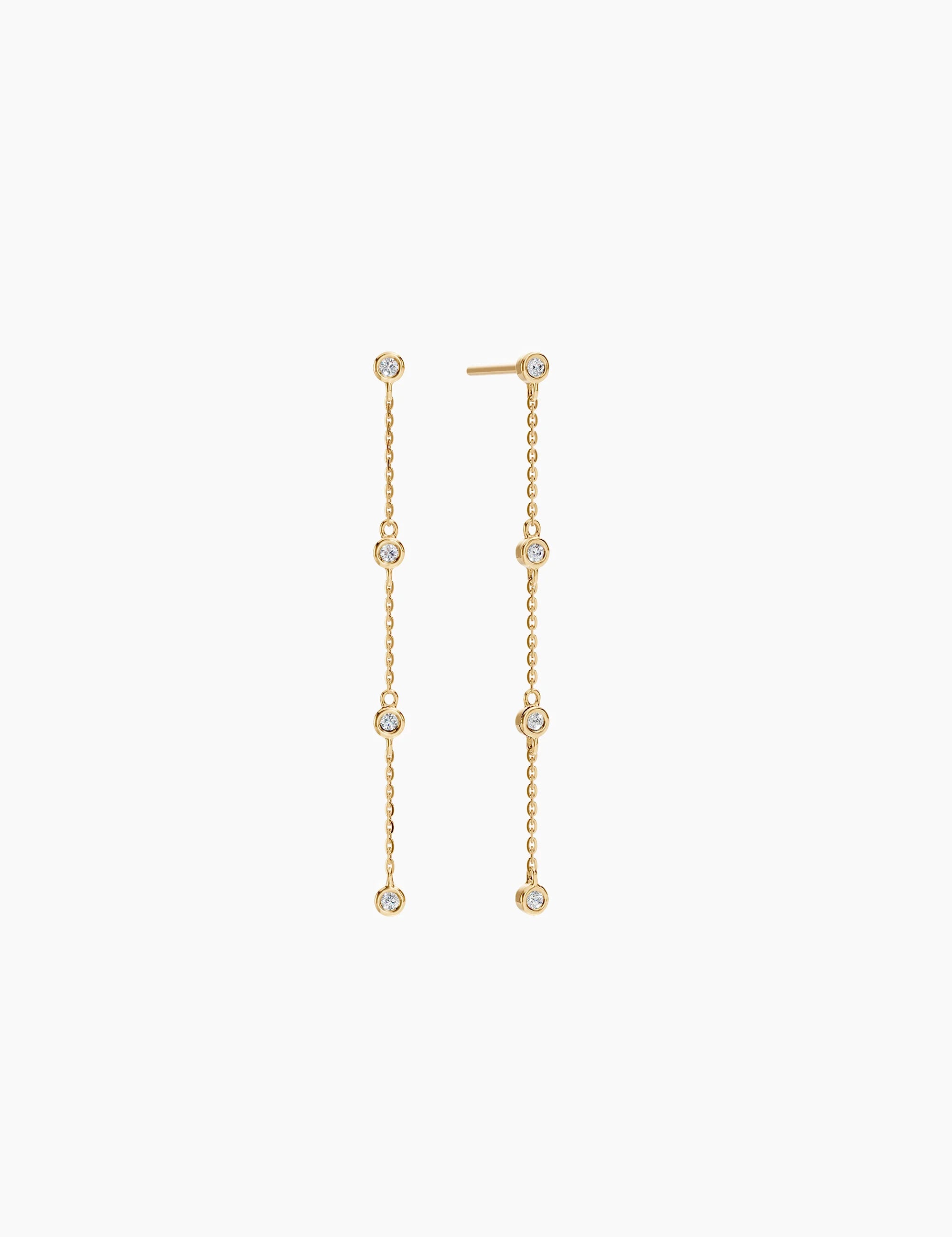 Diamond Drop Station Earrings - White Gold