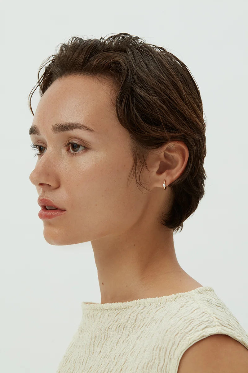 Pear Diamond Huggie Hoops