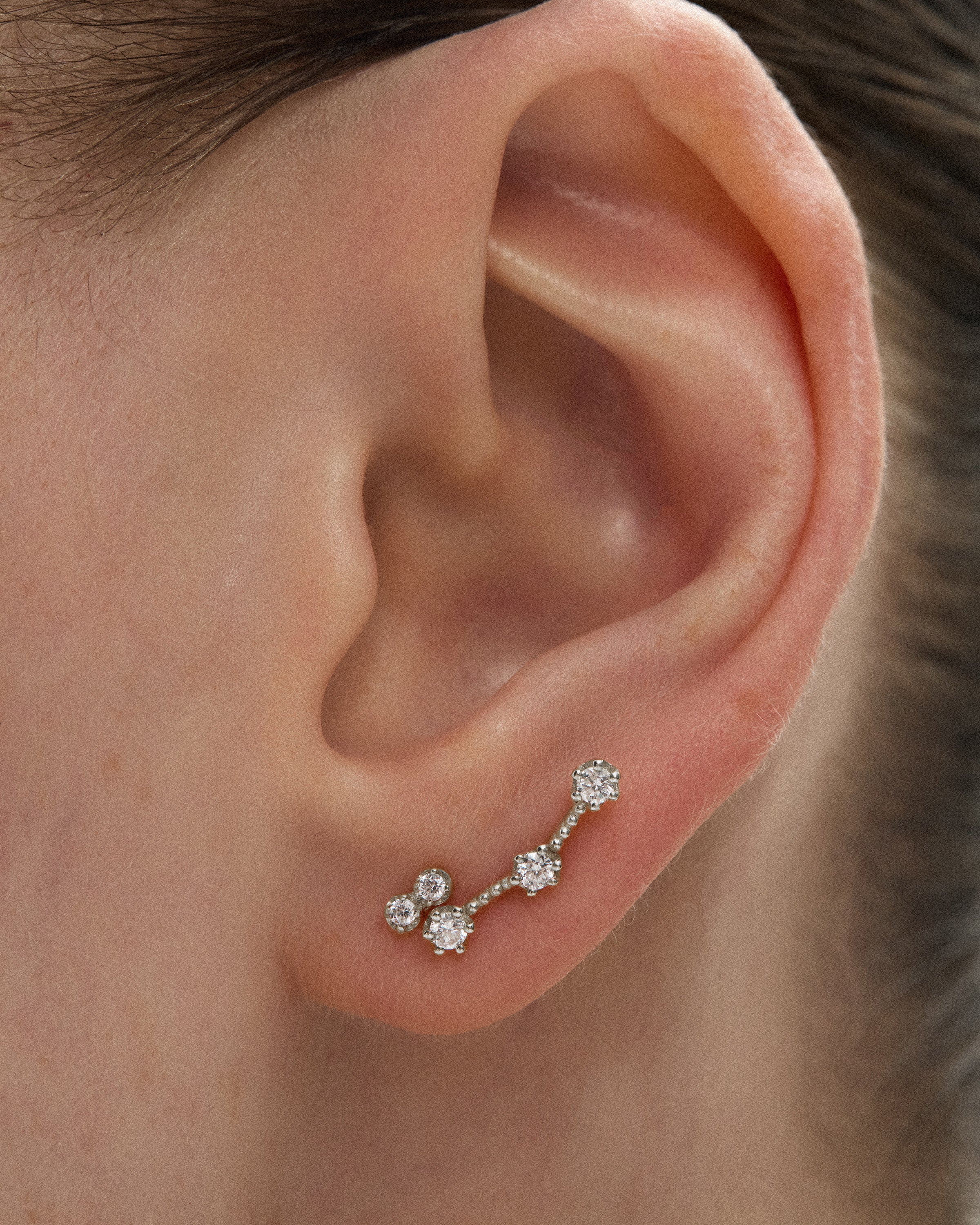 Dyo Two-Stone Diamond Stud, White Gold