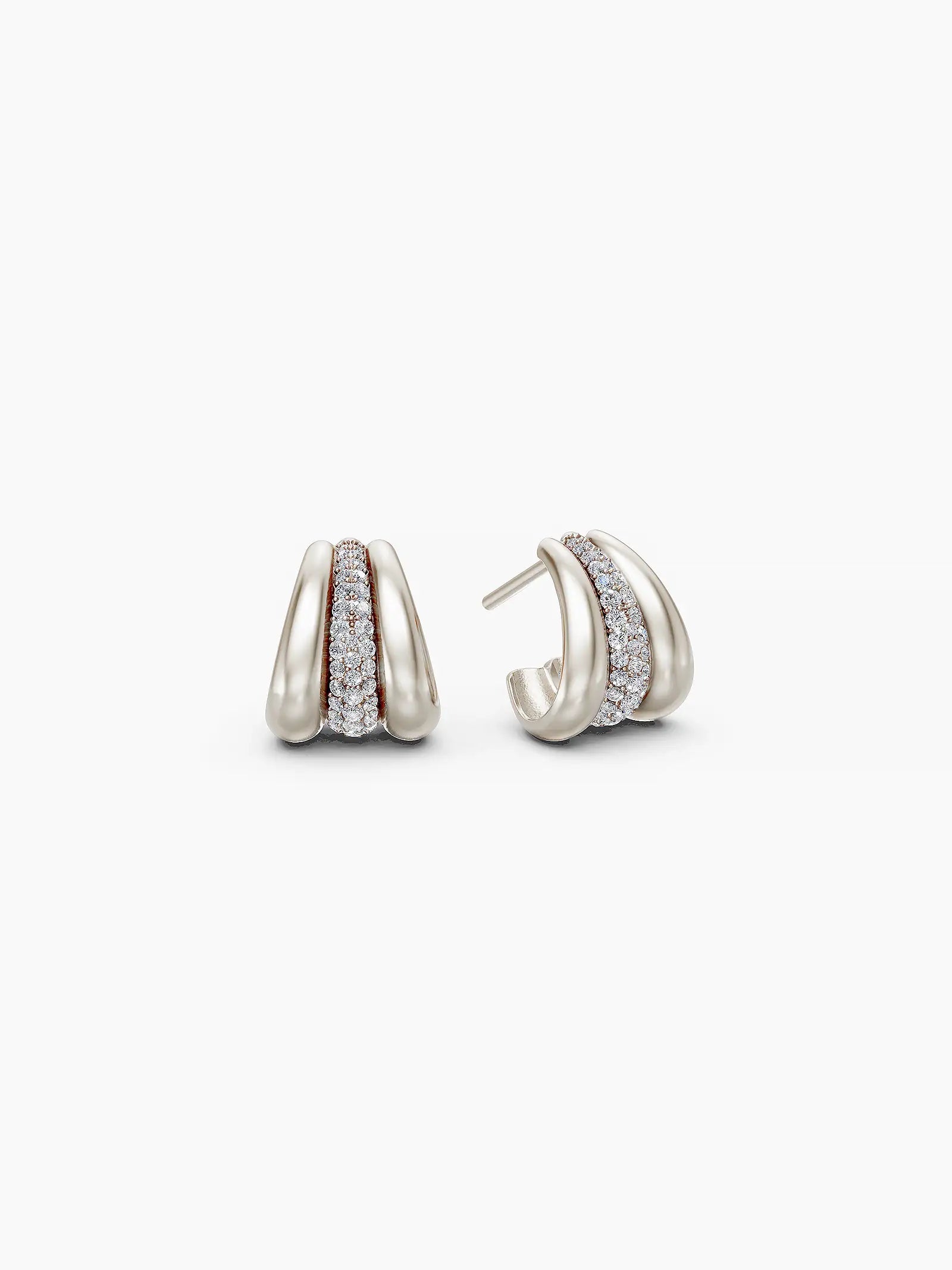 Halo Arc Earrings - White Gold