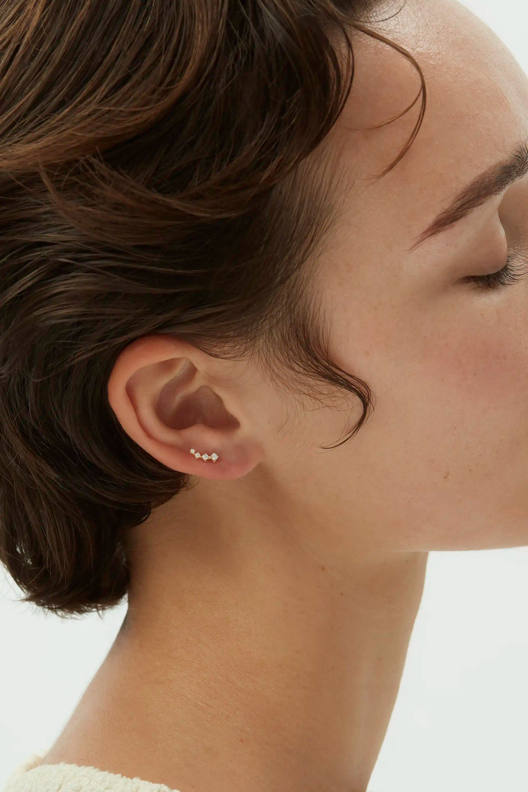 Cascade Diamond Climber Studs - White Gold