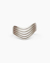 Kion III Ribbed Wave Ring - Sterling Silver