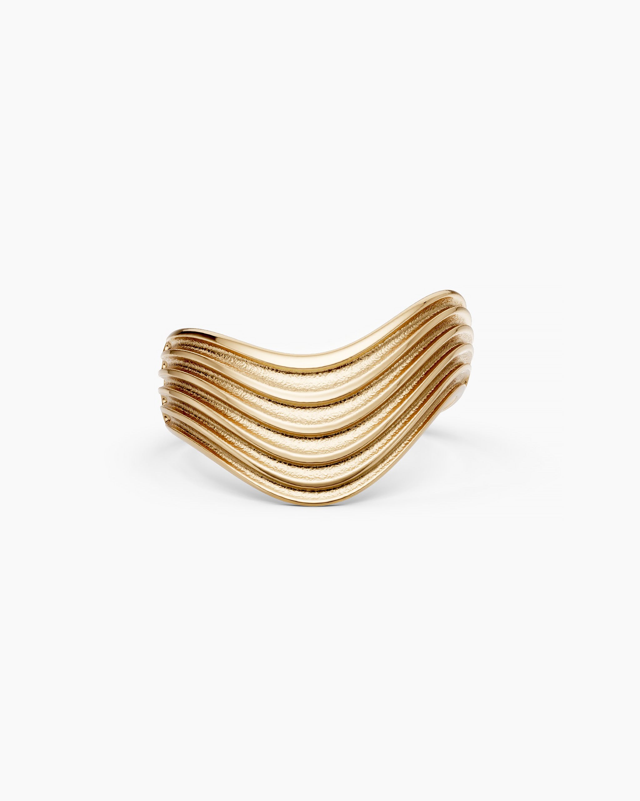 Kion III Ribbed Wave Ring in solid yellow gold by ENEA Studio