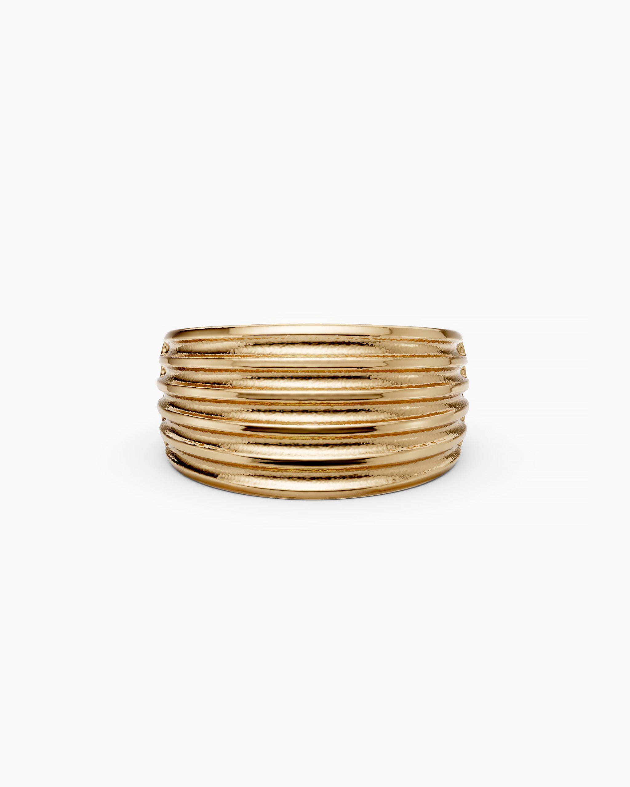 Kion II Ribbed Band Ring in solid yellow gold by ENEA Studio