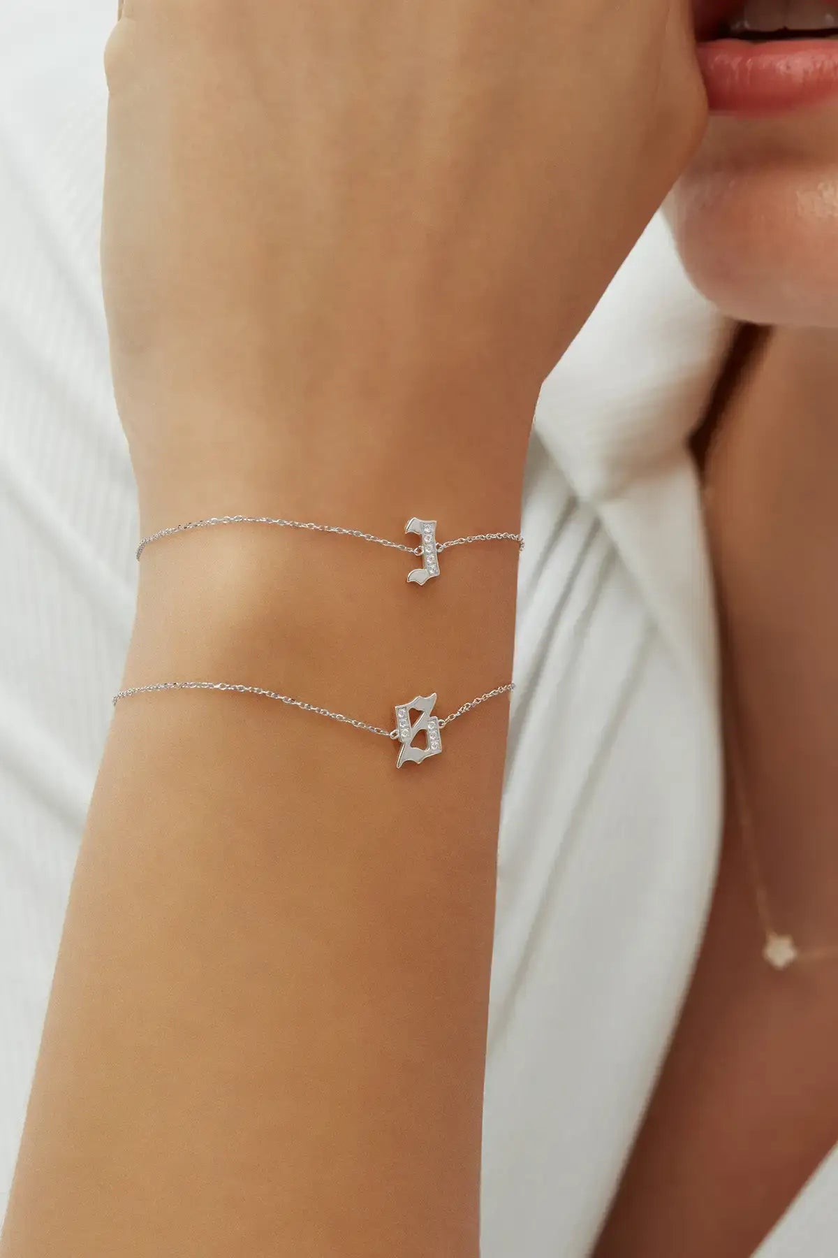 Legacy Initial Letter Bracelet - White Gold