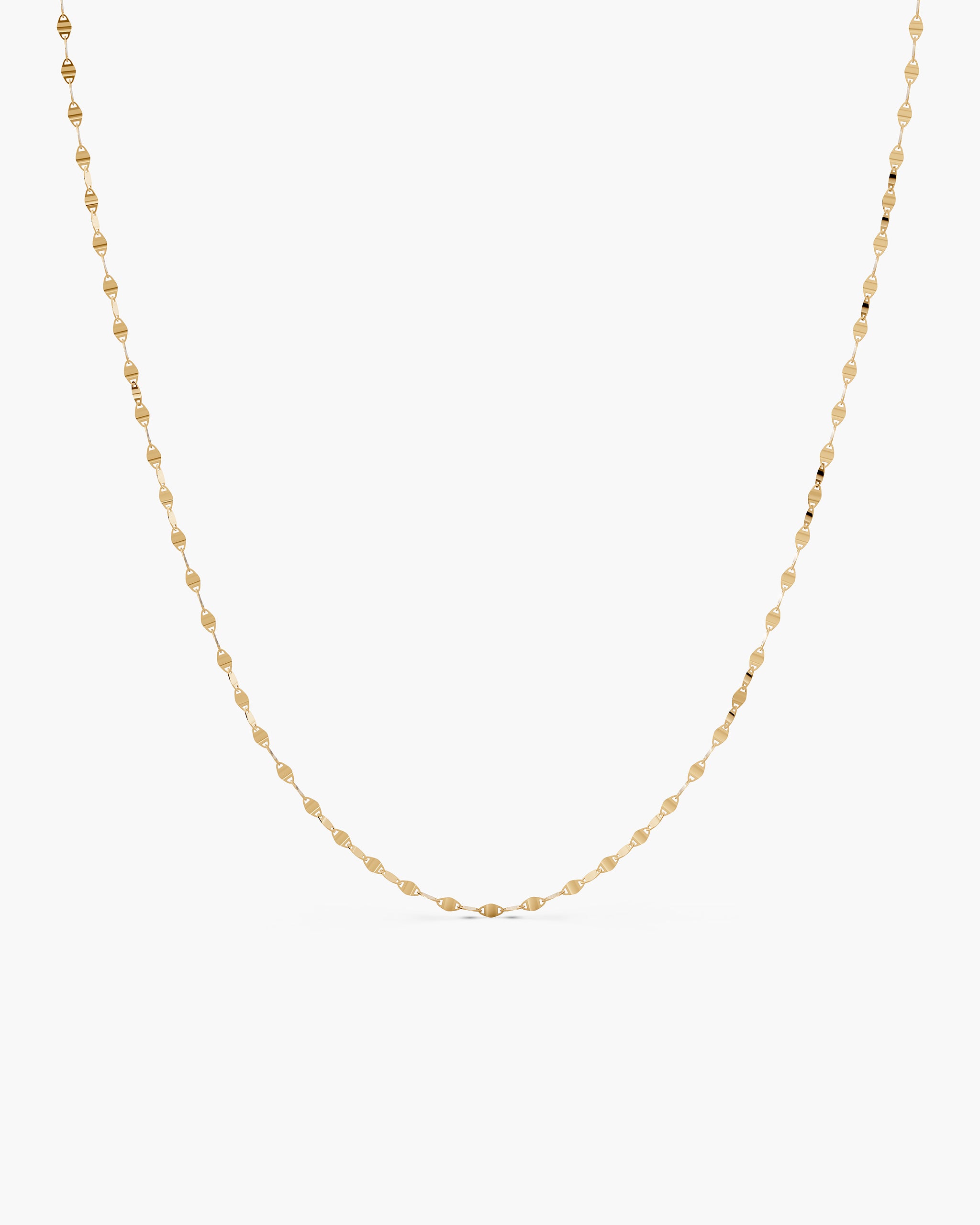 Marina mirror chain necklace in 14k solid yellow gold with polished mariner links, ENEA Studio