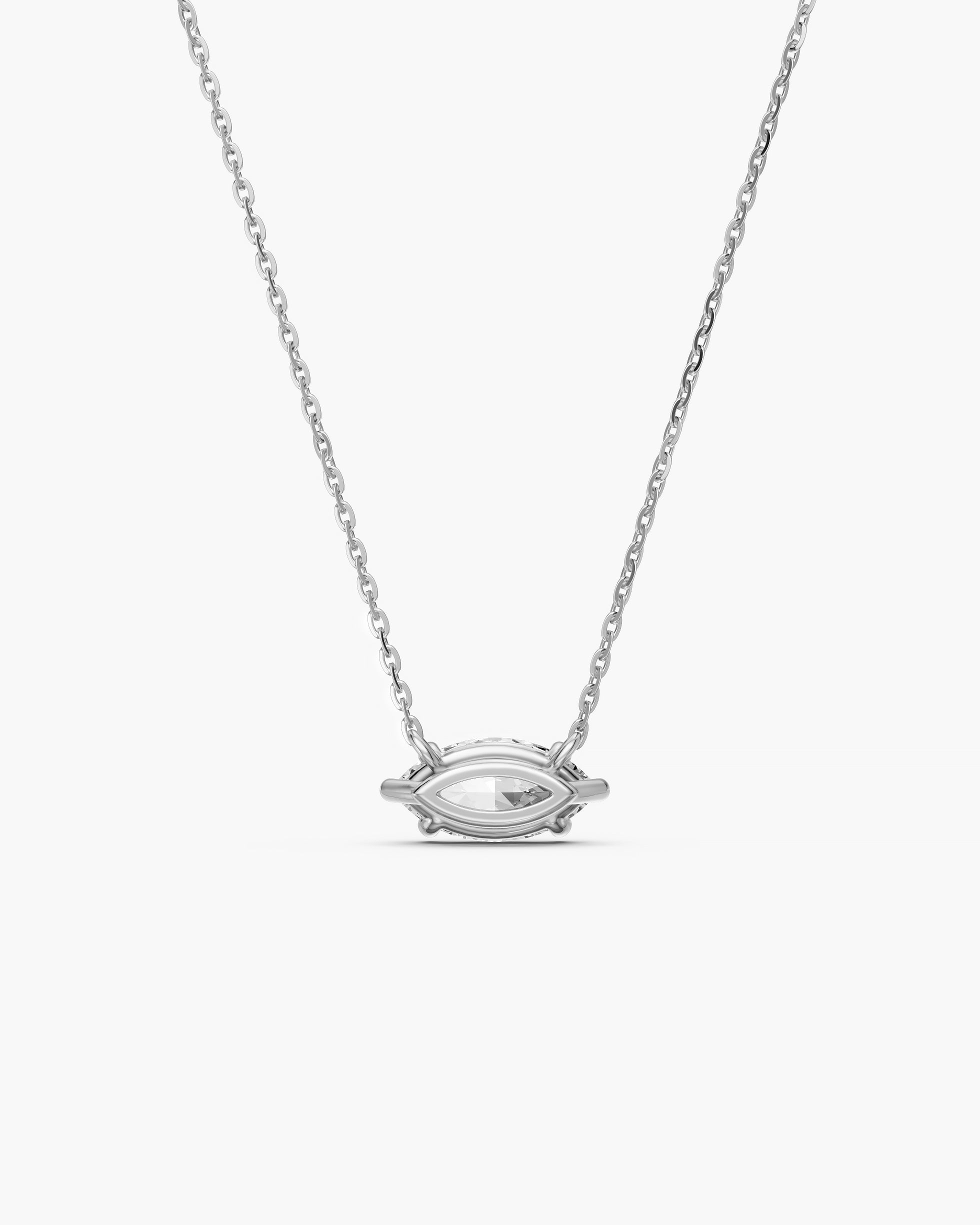 Back of the marquise diamond pendant setting in 14k white gold, ENEA Studio