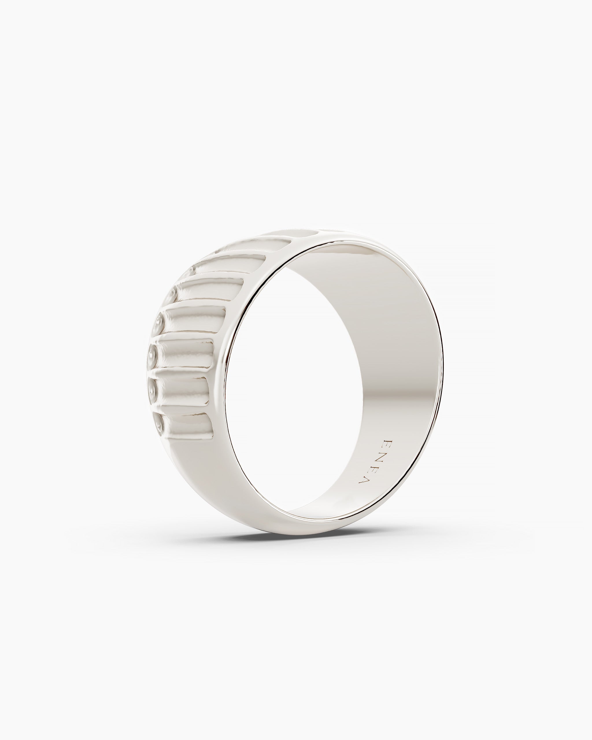 Back view of the Kion Ribbed Dome Ring crafted in sterling silver by ENEA Studio