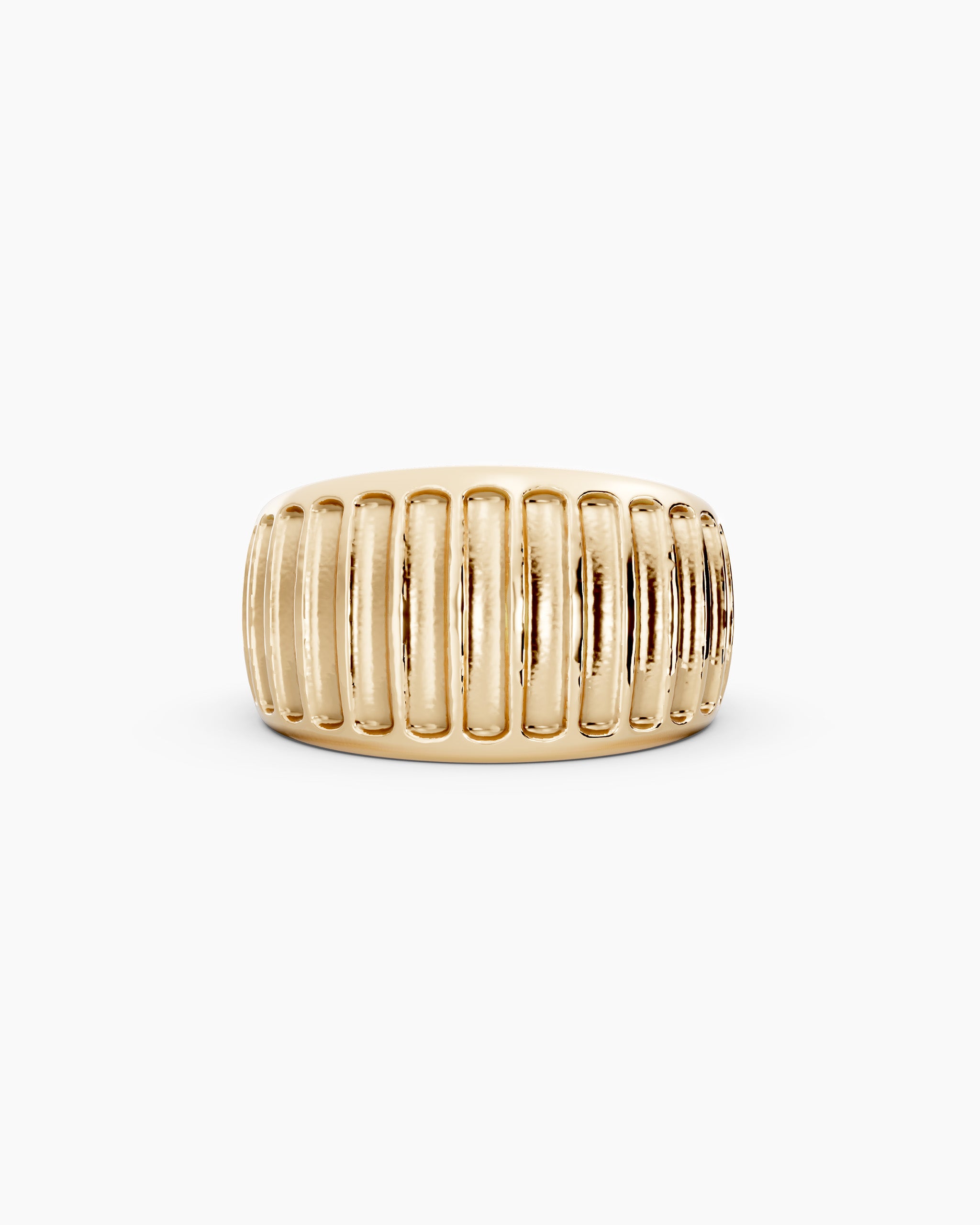 Kion Ribbed Dome Ring in solid yellow gold by ENEA Studio