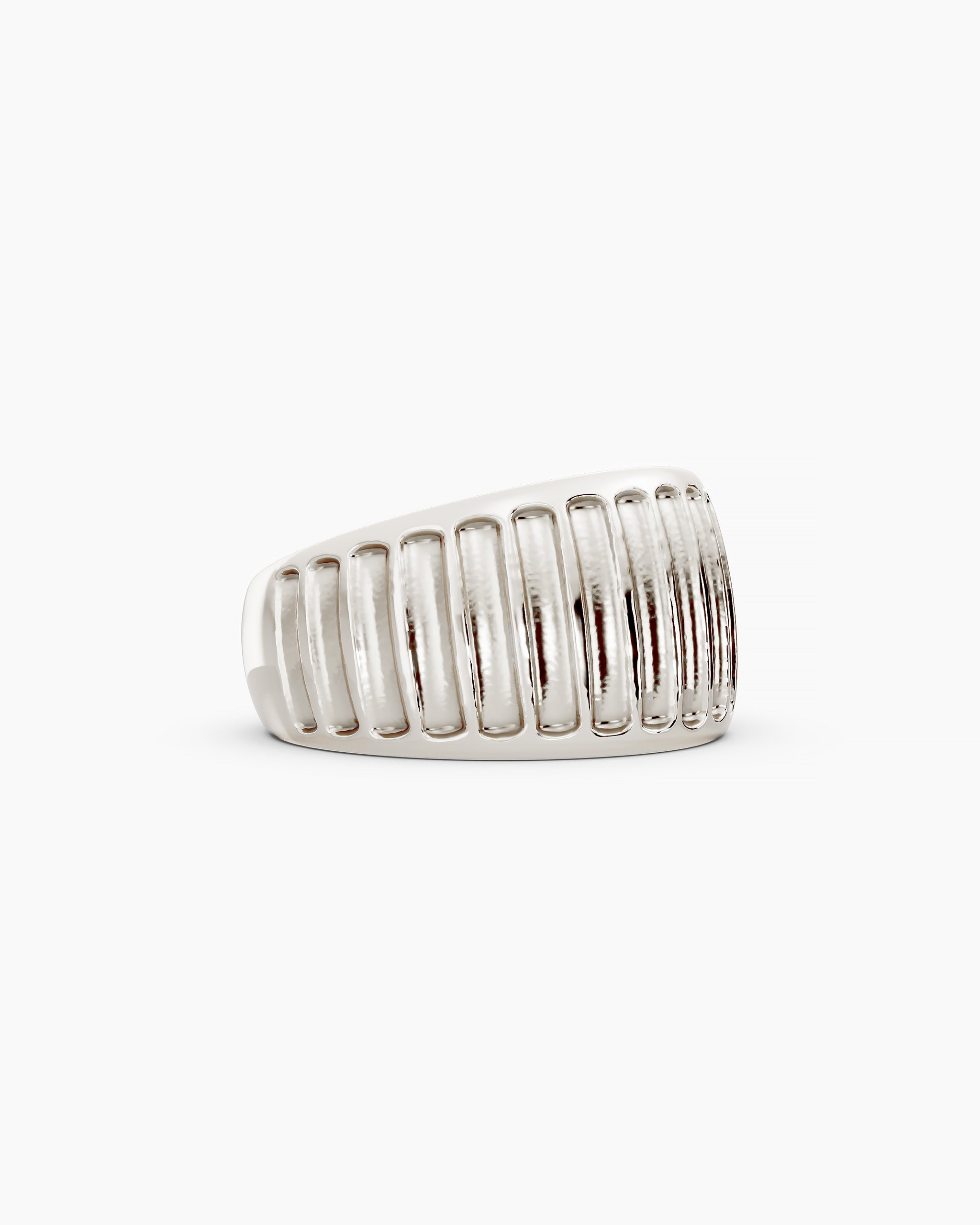 Side view of the Kion Ribbed Dome Ring hadcrafted in sterling silver by ENEA Studio