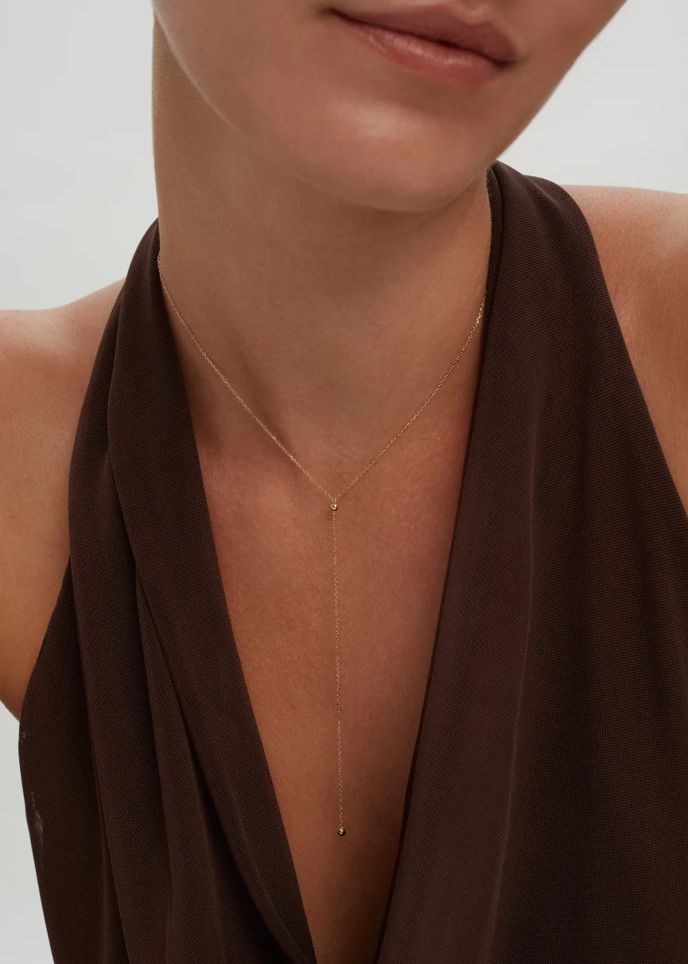 Nema Beaded Lariat Necklace - 10k Yellow Gold