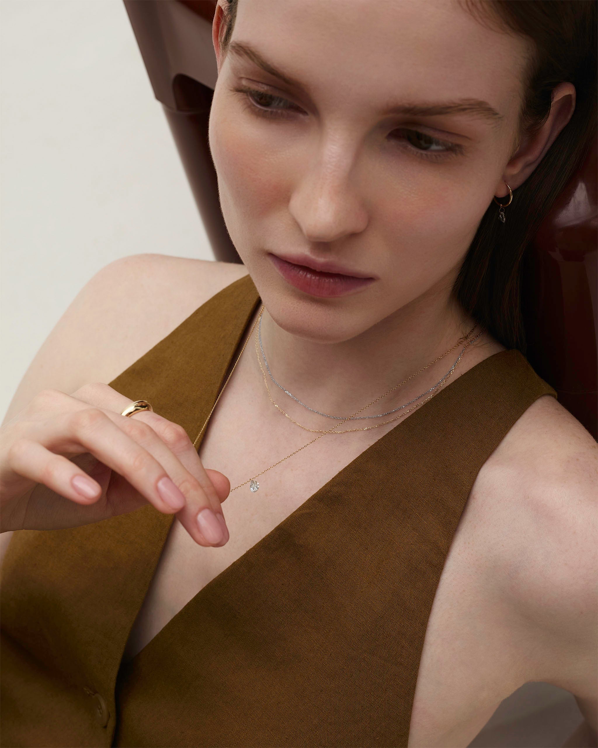 Handcrafted 14K two tone necklace made in Athens