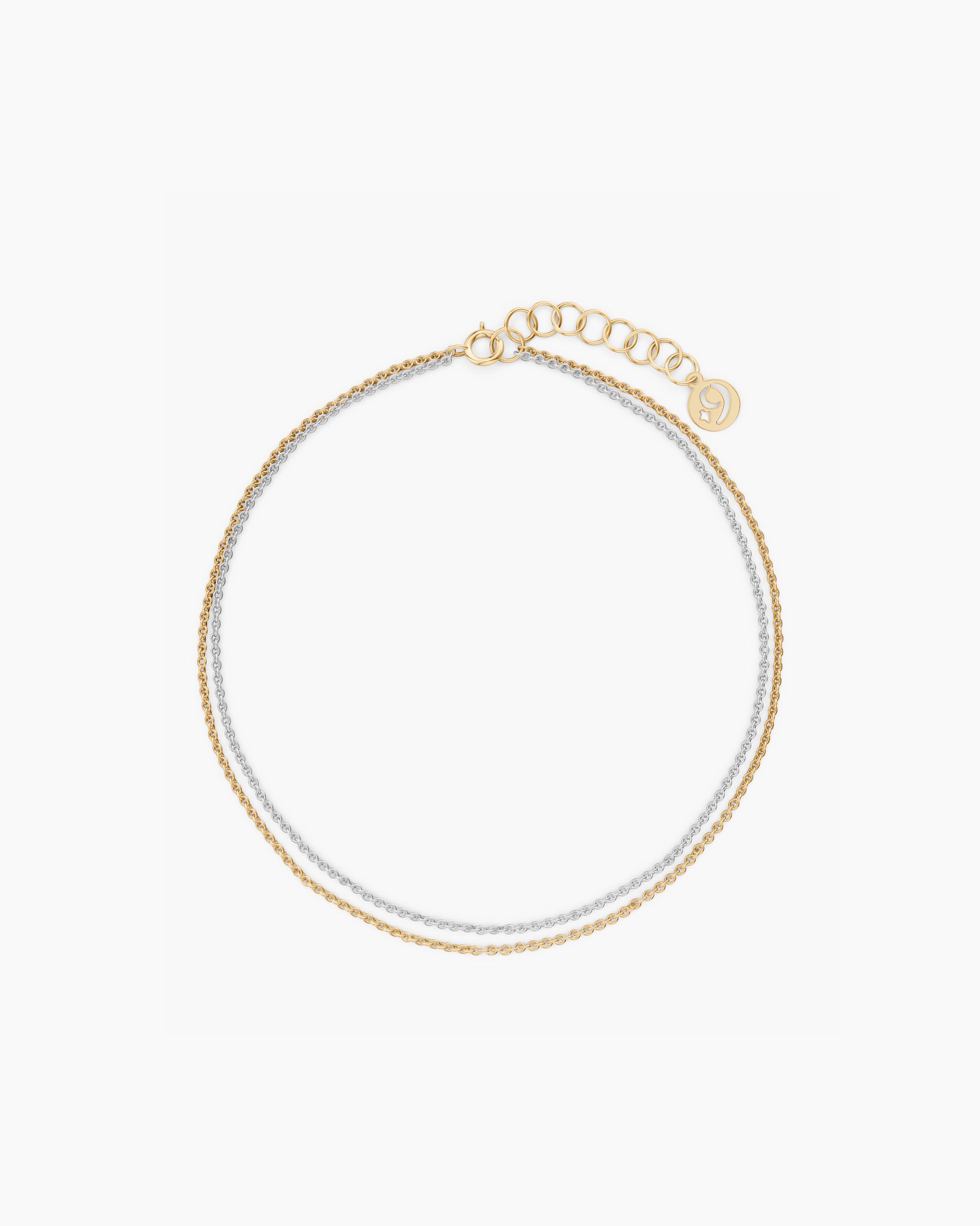 14K two tone chain bracelet in yellow and white gold