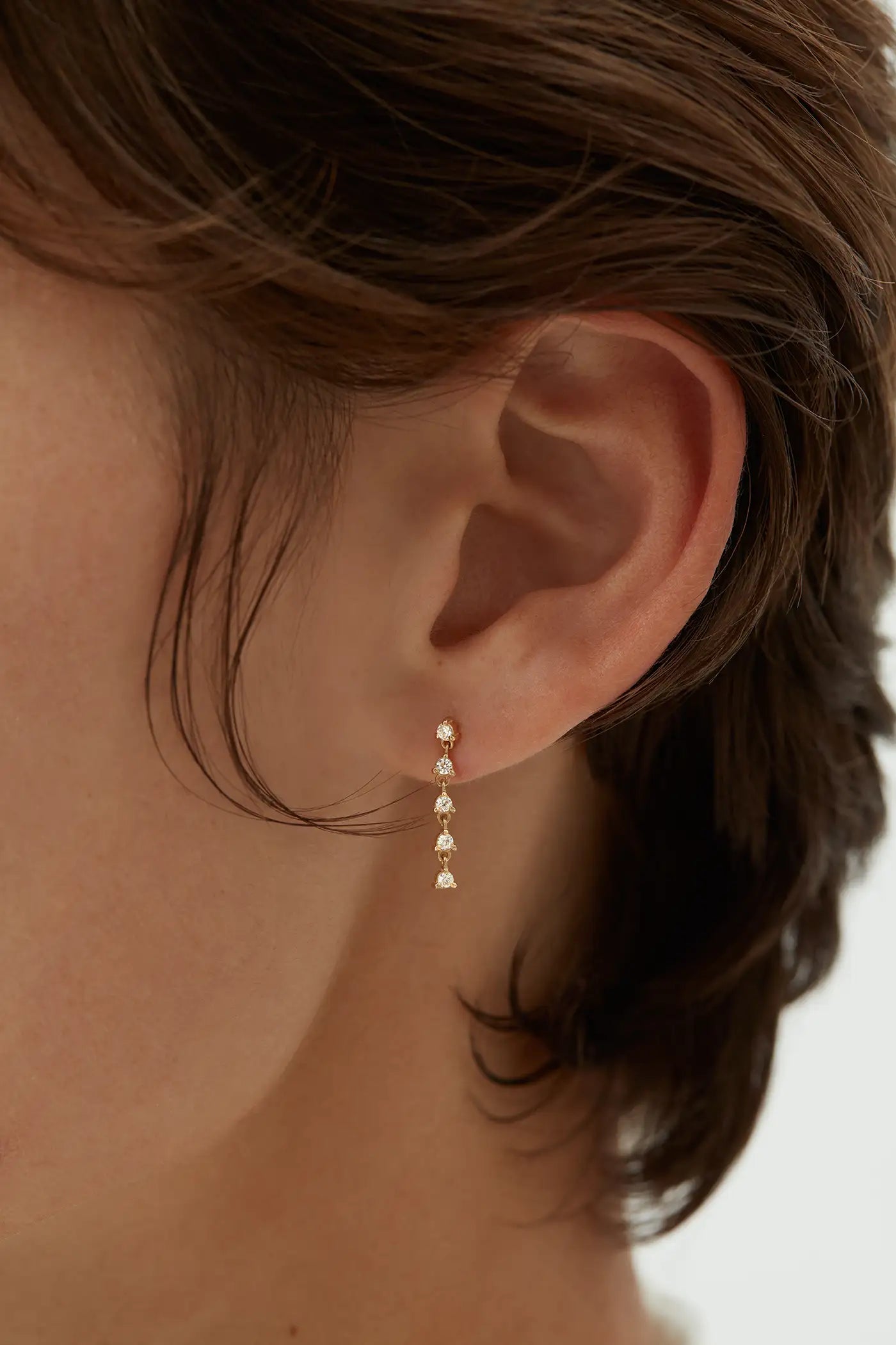 Linear Diamond Drop Earrings - White Gold