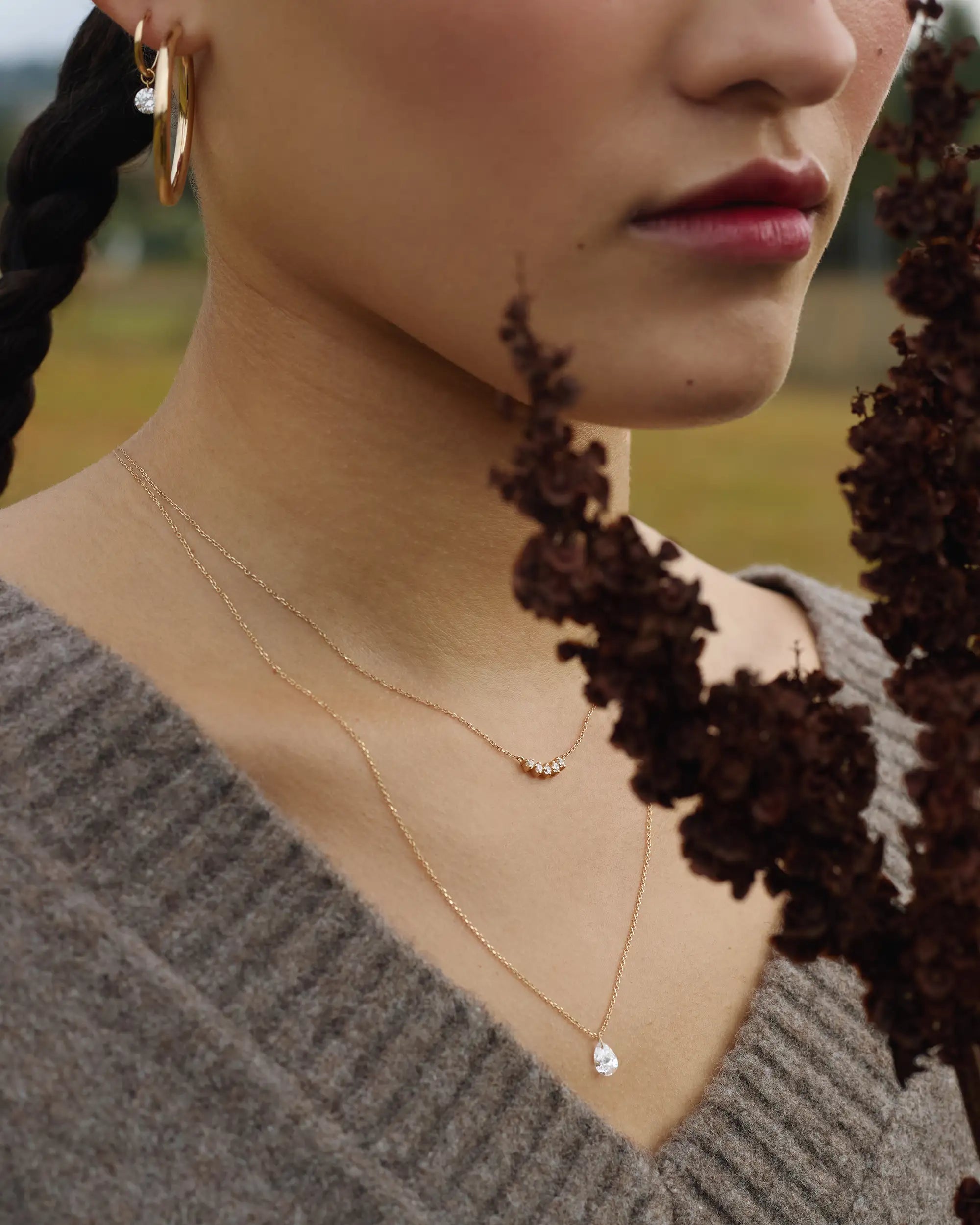 Pear Núde Diamond Solitaire Necklace