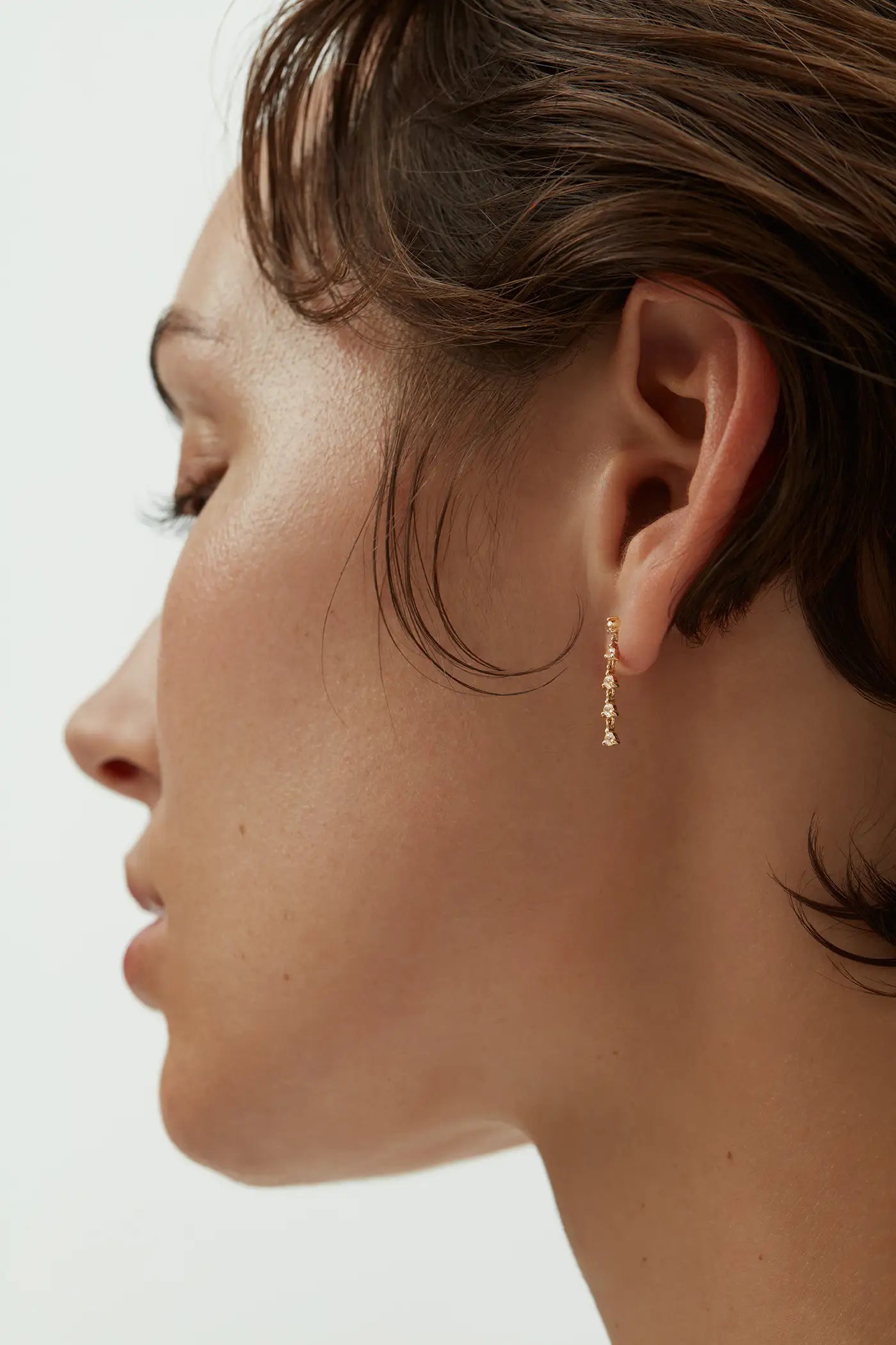 Linear Diamond Drop Earrings - White Gold