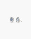 Oval Bezel Lab Diamond Stud Earrings, White Gold
