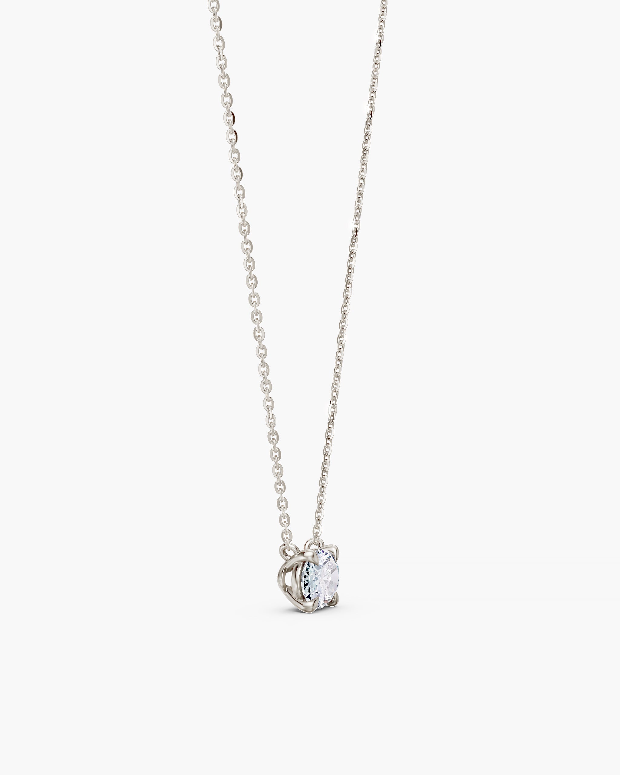 Side view of the four claw oval diamond setting in 14k white gold, ENEA Studio