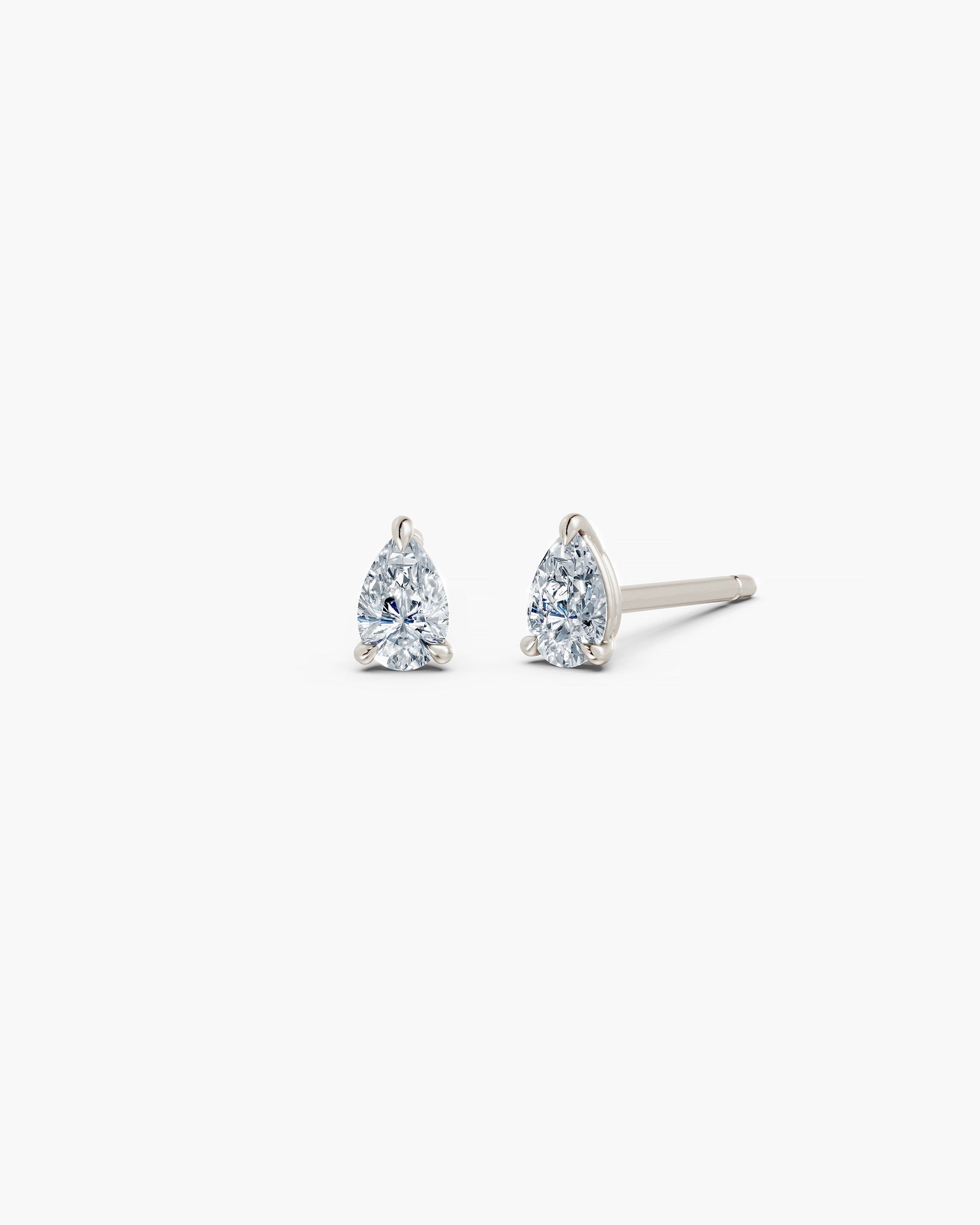 Pear lab diamond stud earrings in 14k white gold, 0.25 ct each, ENEA Studio