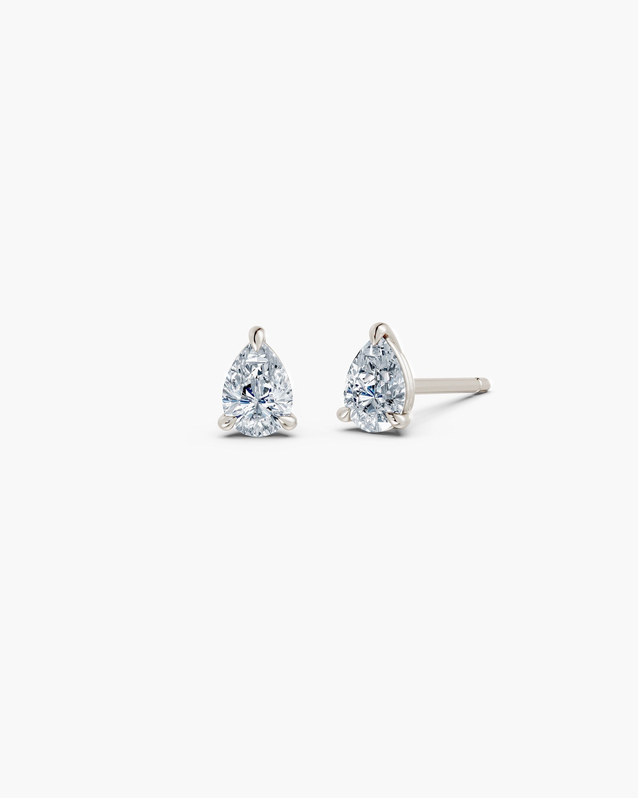 Pear lab diamond stud earrings in 14k white gold, 0.50 ct each, ENEA Studio
