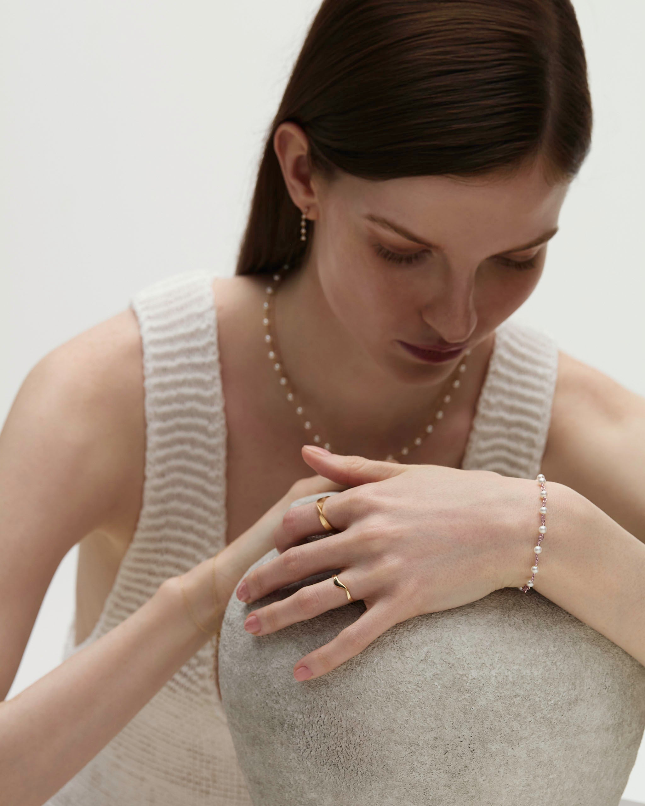 Pearl Wrap Bracelet - White Gold