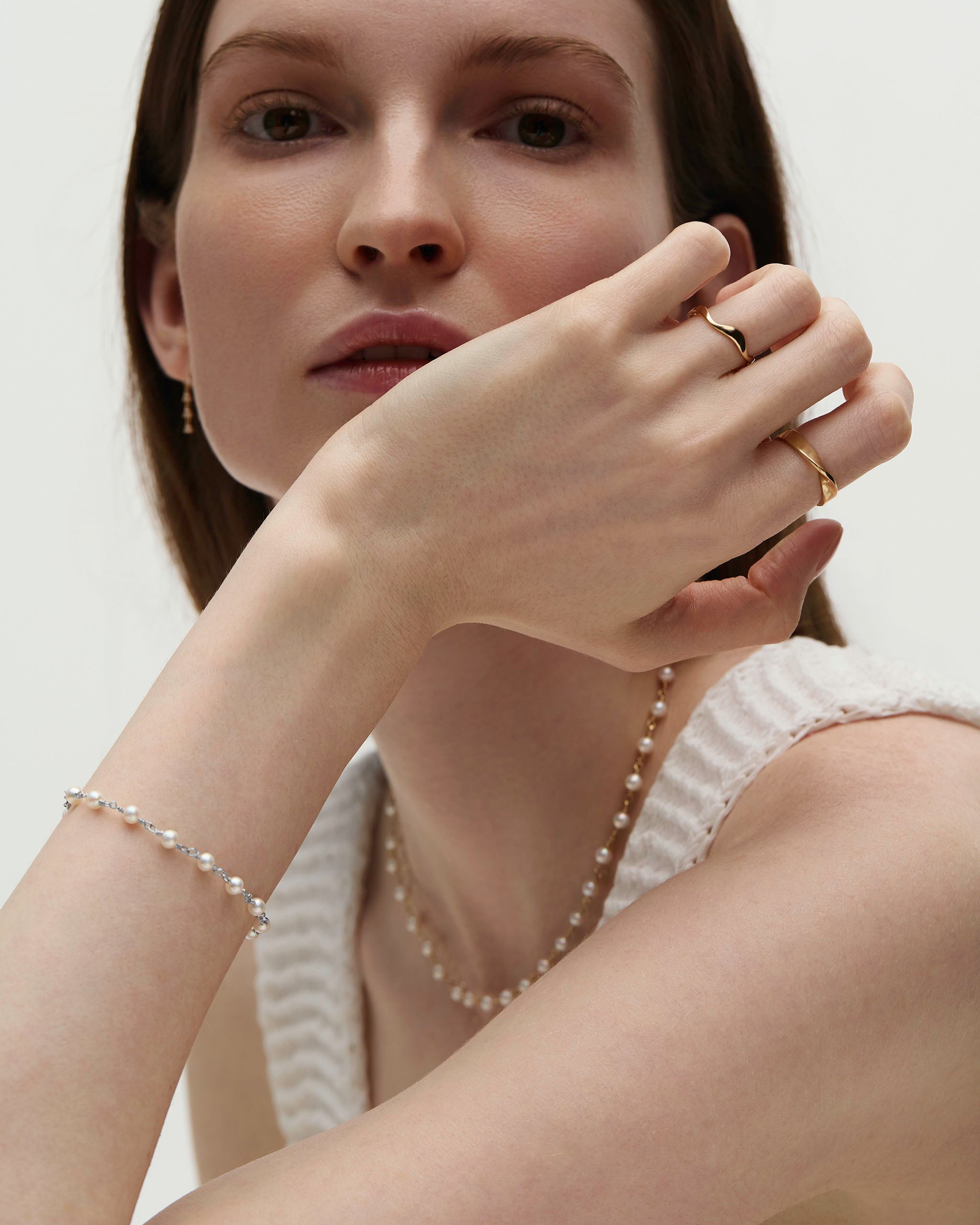 Pearl Wrap Bracelet - White Gold