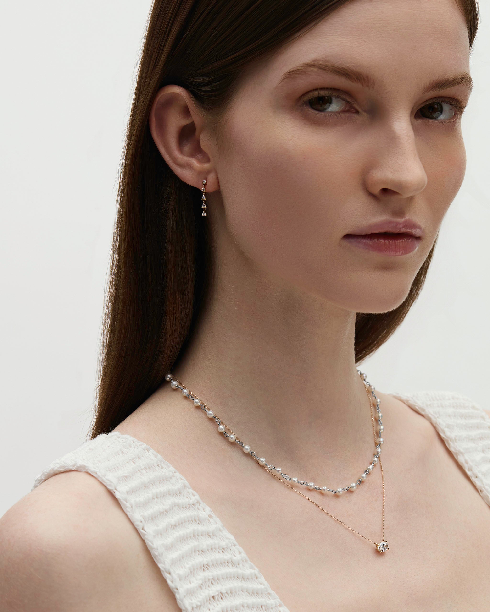 Pearl Wrap Necklace - White Gold