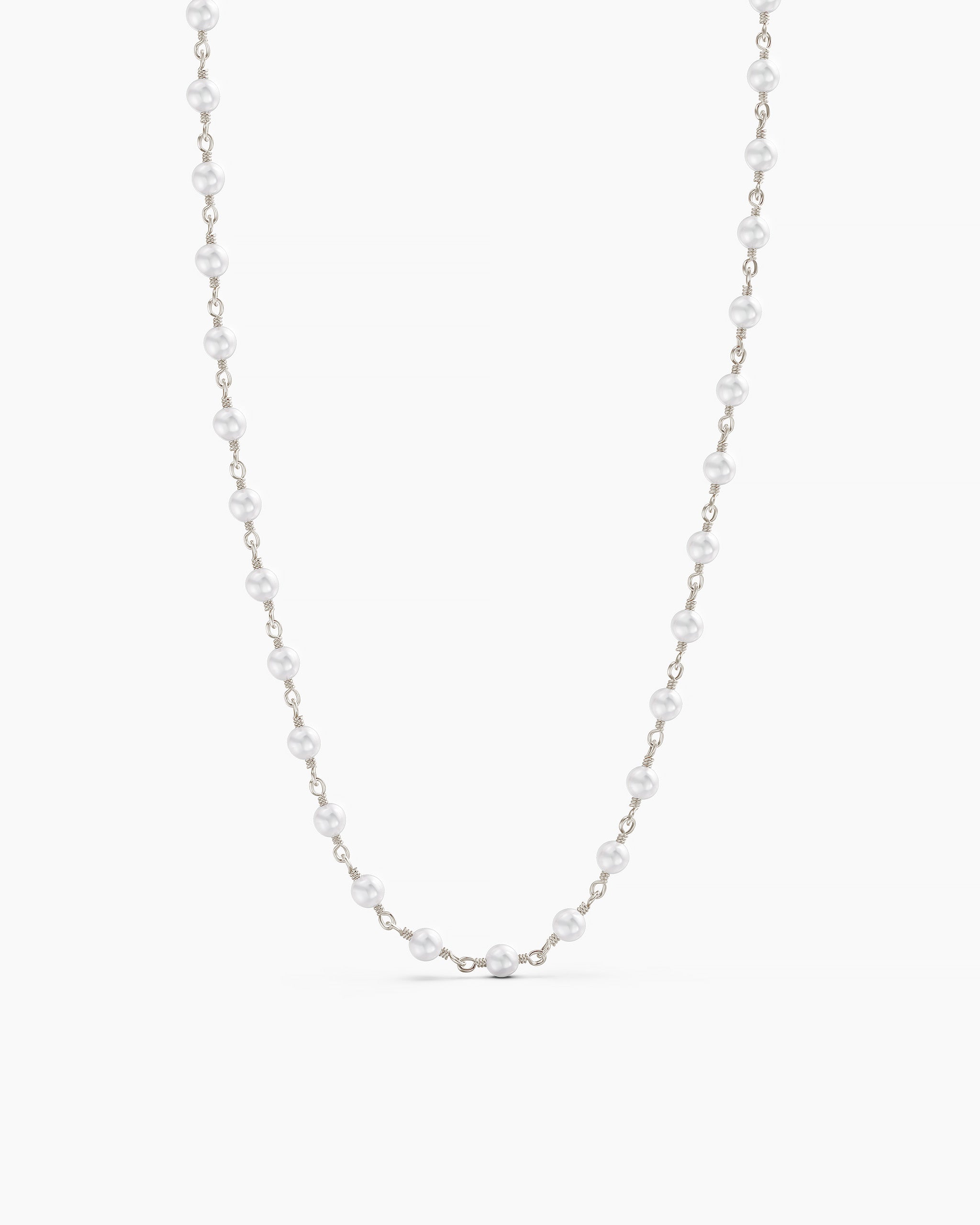 Pearl Wrap Necklace - White Gold