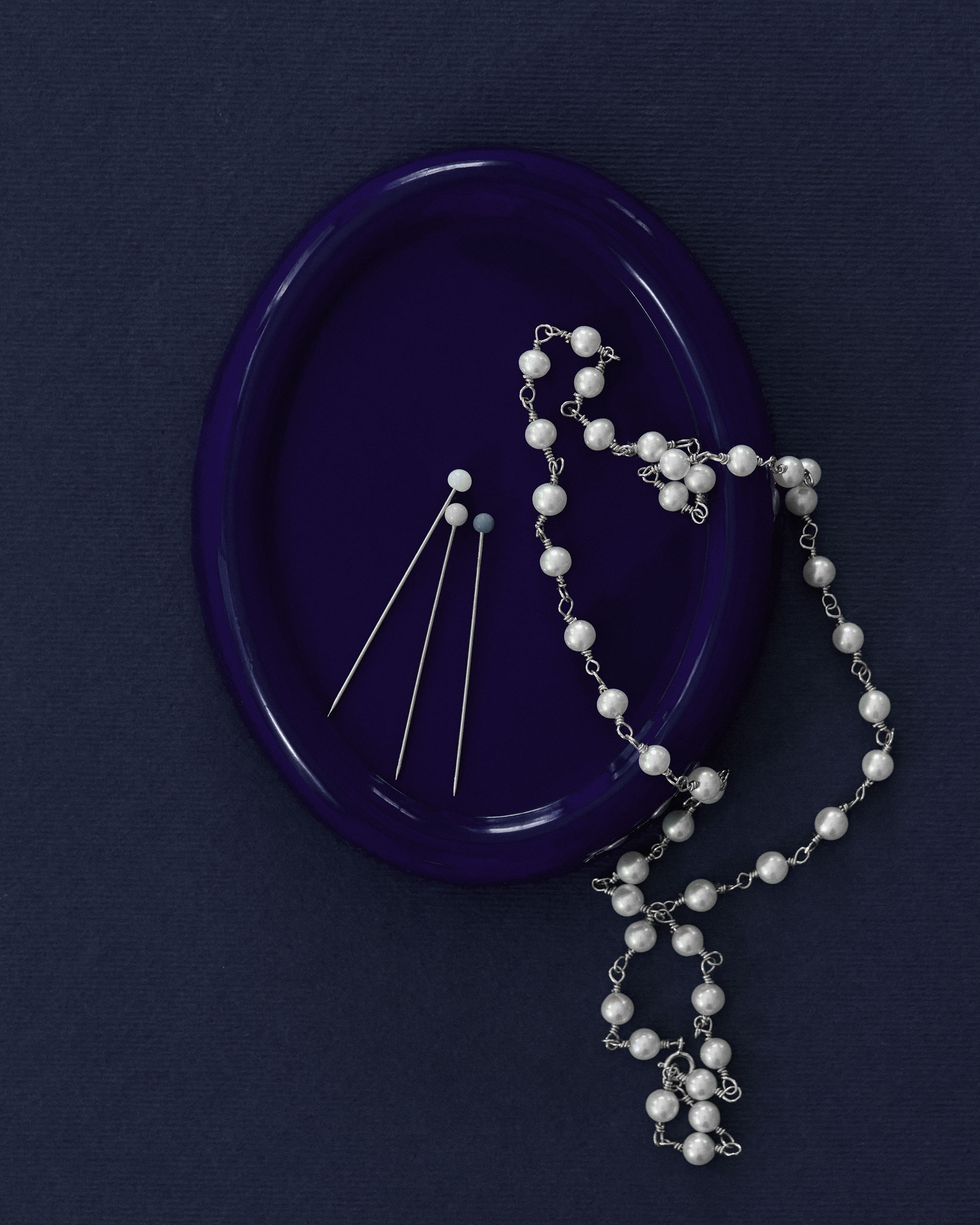 Pearl Wrap Necklace - White Gold