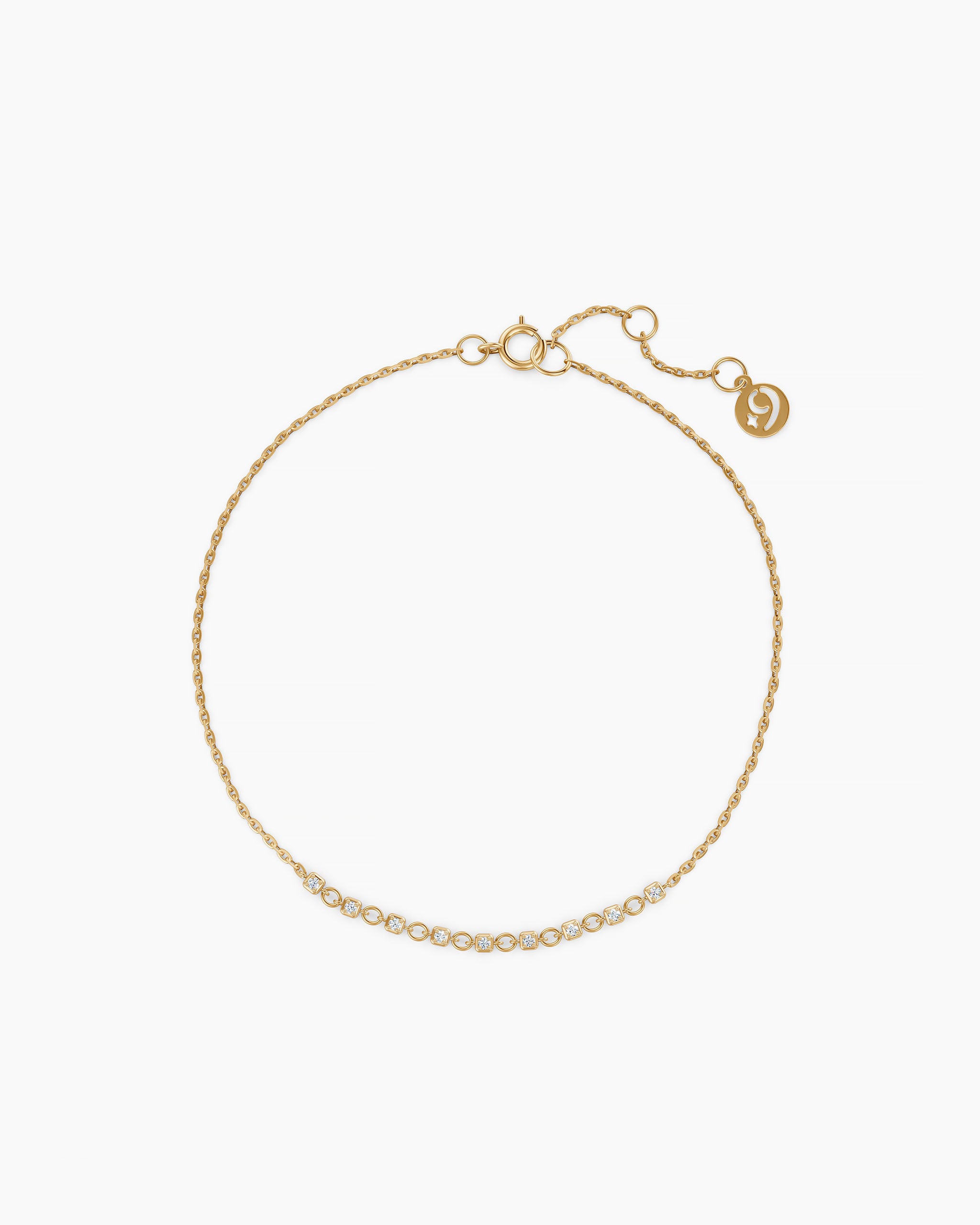 Petite diamond tennis bracelet in 14k yellow gold by ENEA Studio