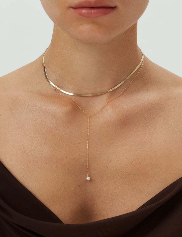 Gold choker and lariat necklaces, ENEA Studio