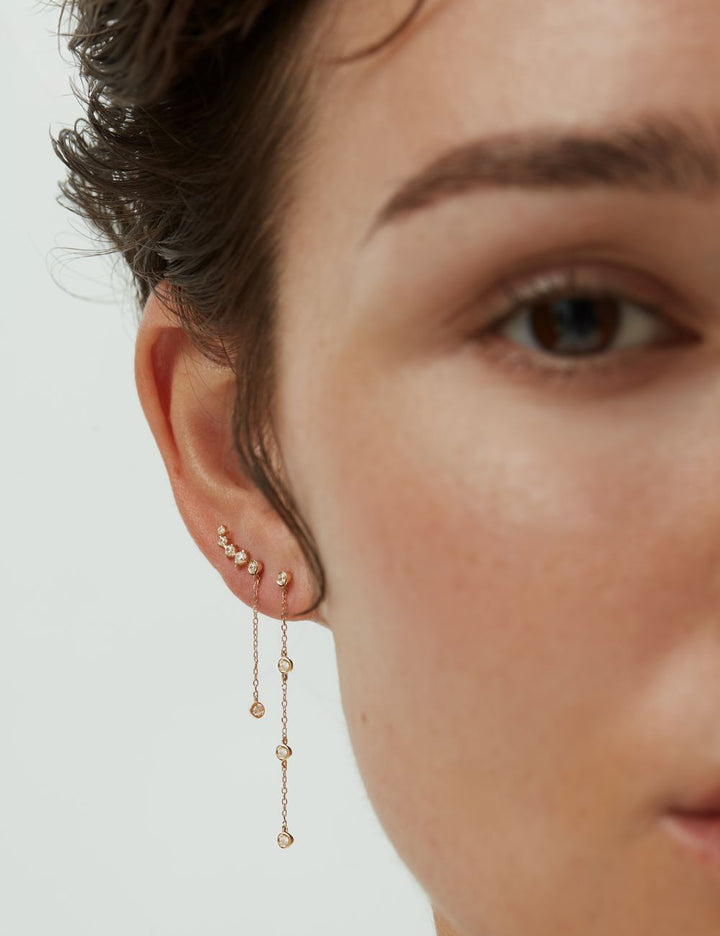 Diamond drop chain earrings, ENEA Studio